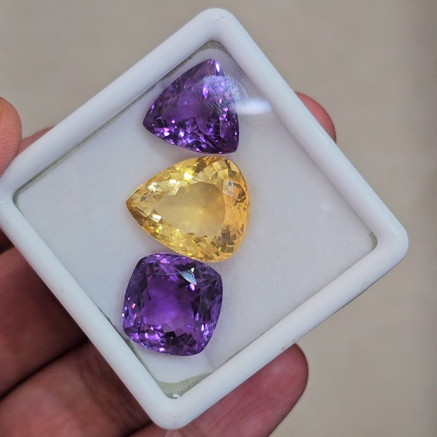 3 Pcs Of Natural Amethyst And Citrine Faceted | Mix| Size:15-19mm