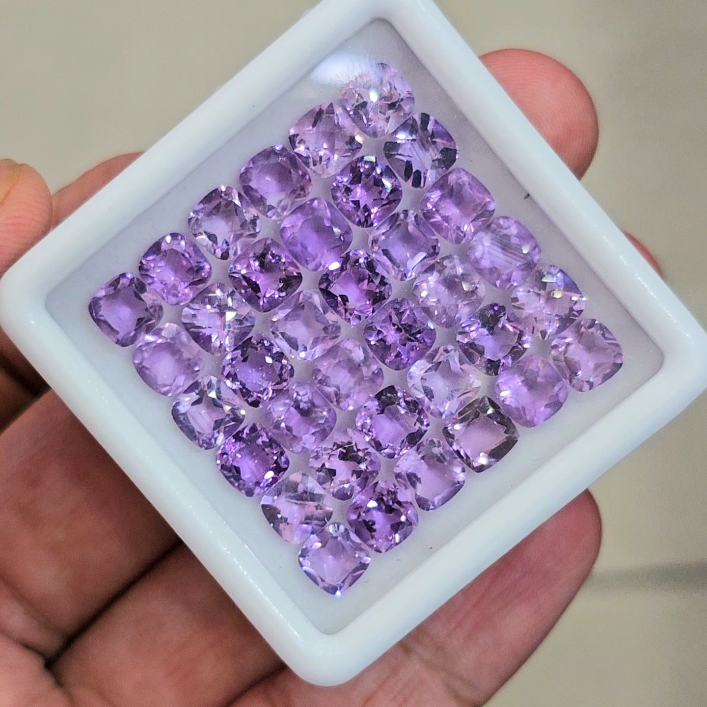 36 Pcs Of Natural Amethyst Faceted | Cushion | Size:6mm