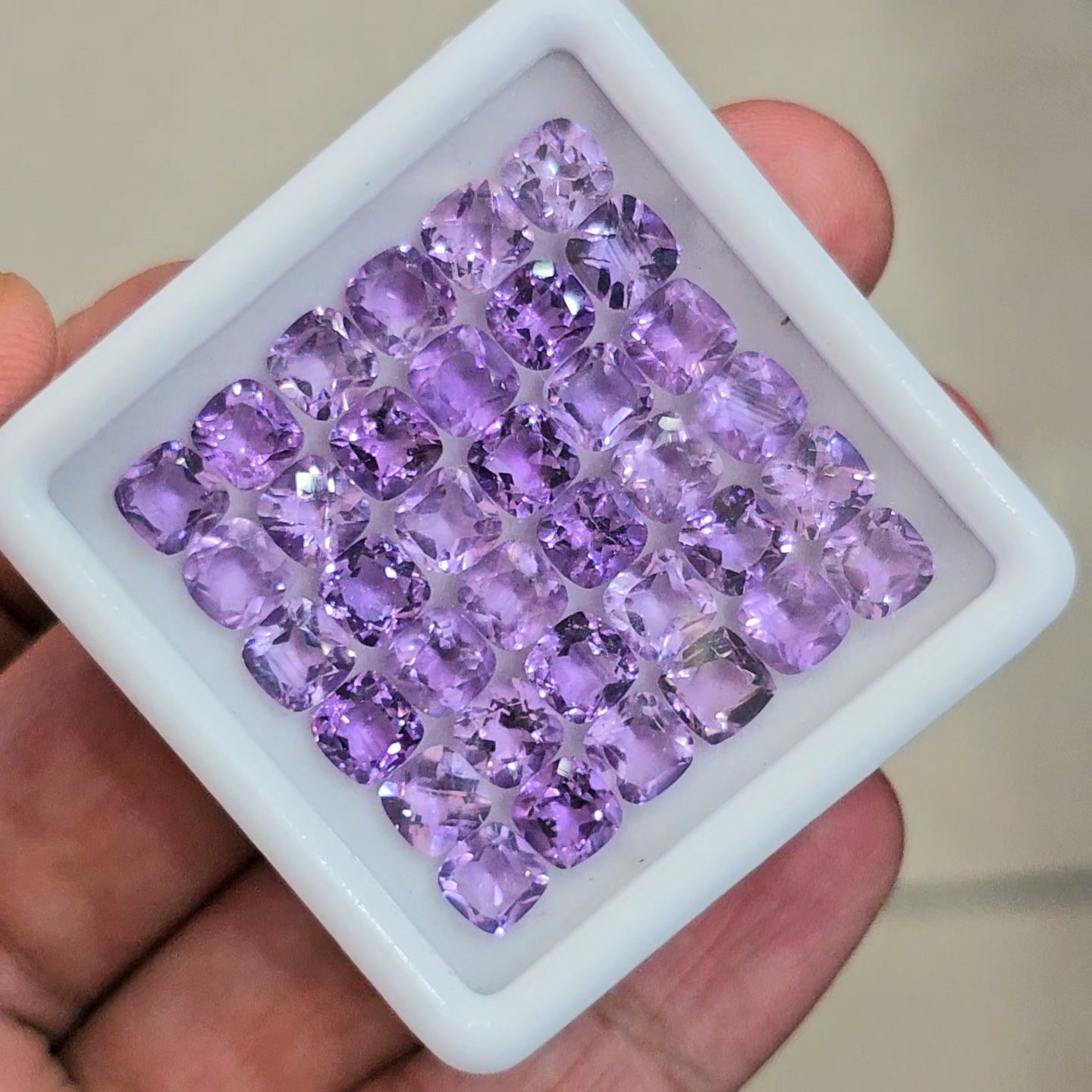 36 Pcs Of Natural Amethyst Faceted | Cushion | Size:6mm