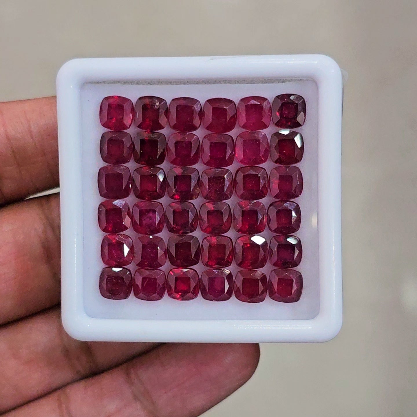 36 Pcs Of Natural Ruby Faceted | Cushion | Size: 6mm
