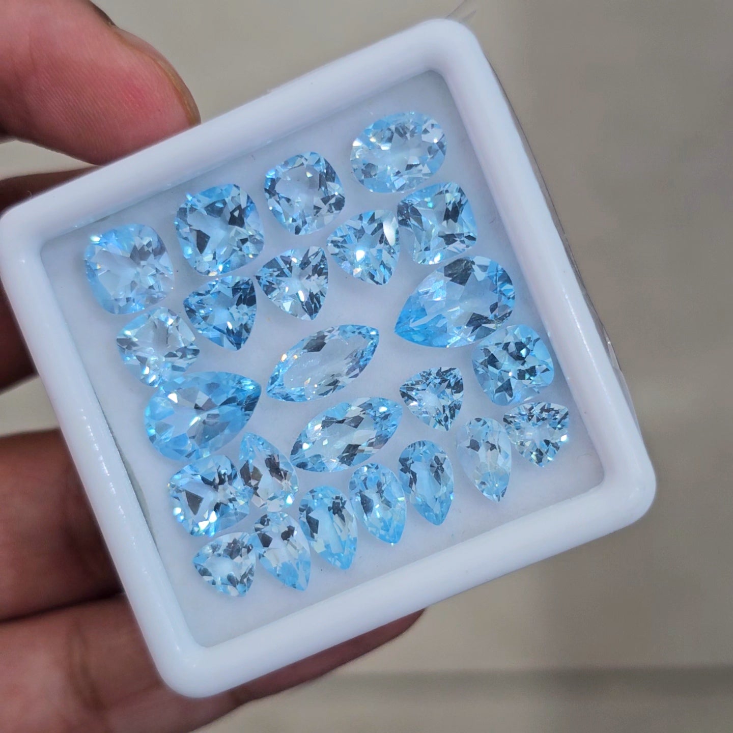 24 Pcs Of Natural Blue Topaz Faceted |Mix | Size:6-12mm