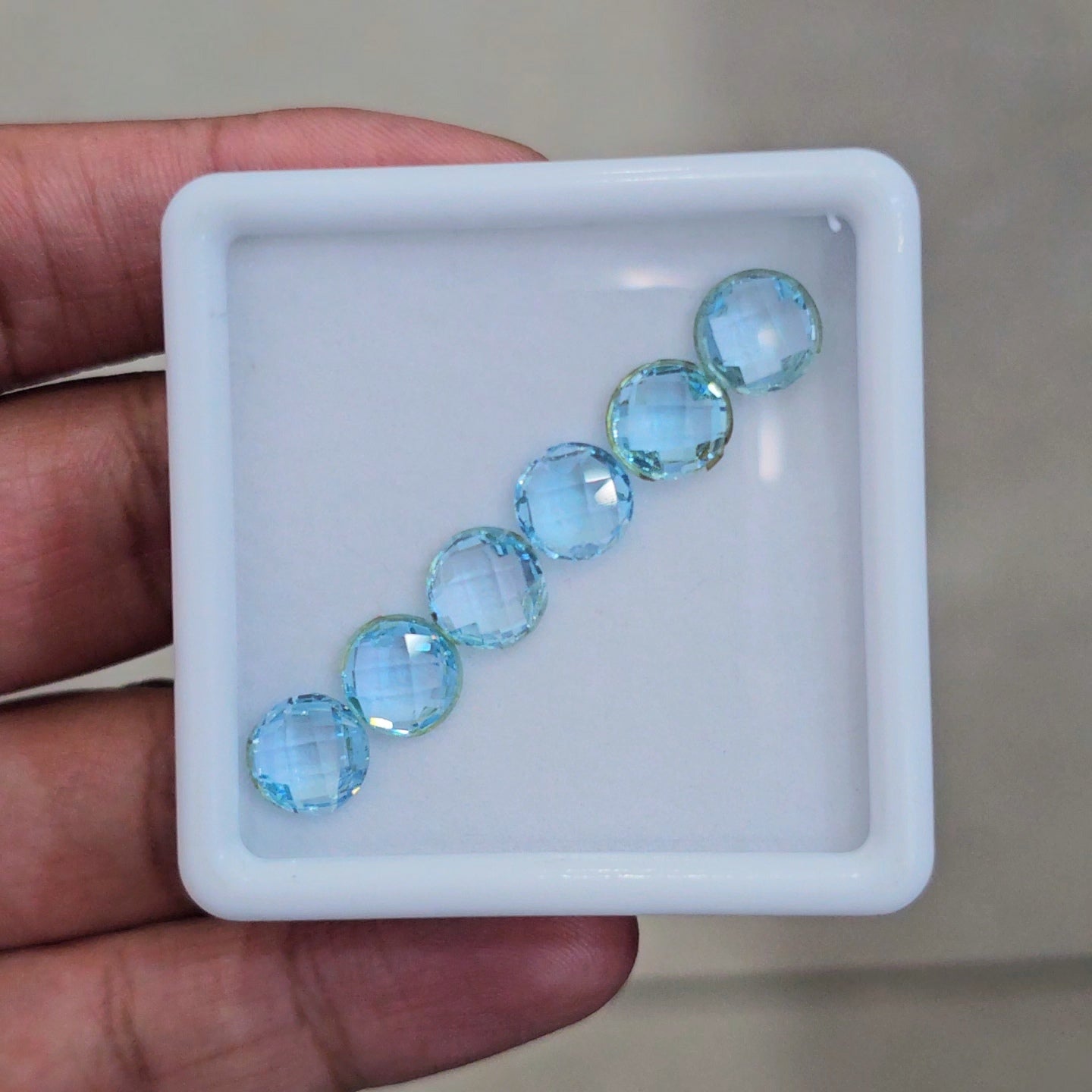6 Pcs Of Blue Topaz Faceted | Round | Size: 8mm