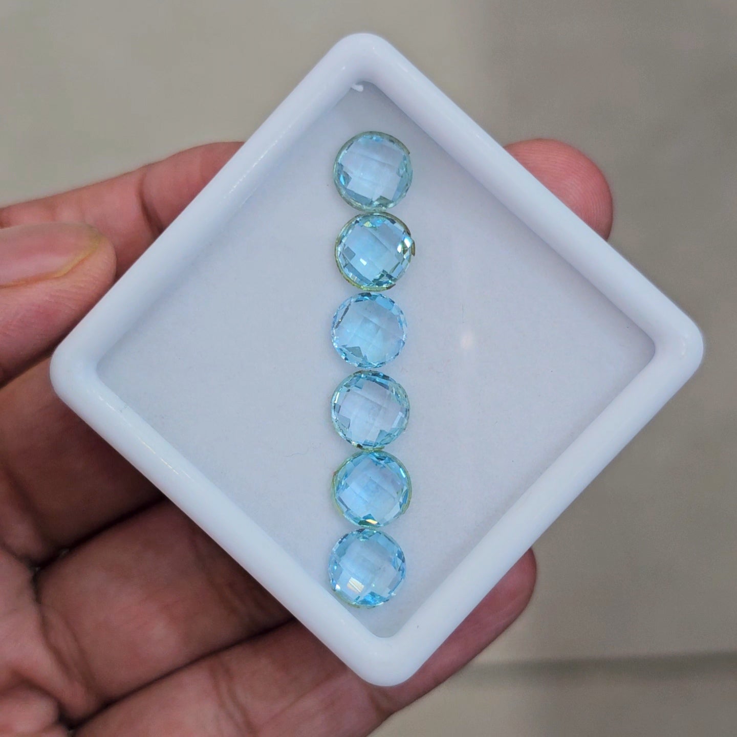 6 Pcs Of Blue Topaz Faceted | Round | Size: 8mm