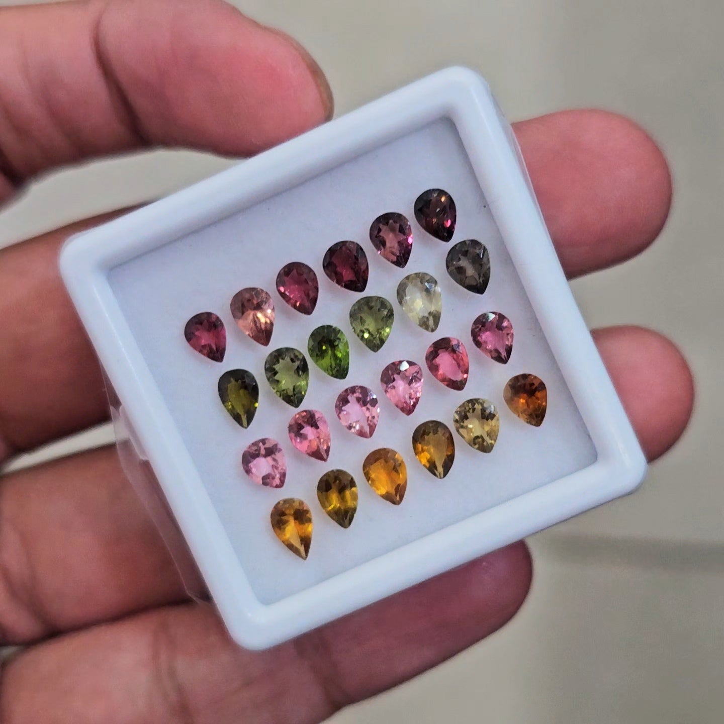24 Pcs Natural Multi Tourmaline Faceted | Pear | Size:5-6mm