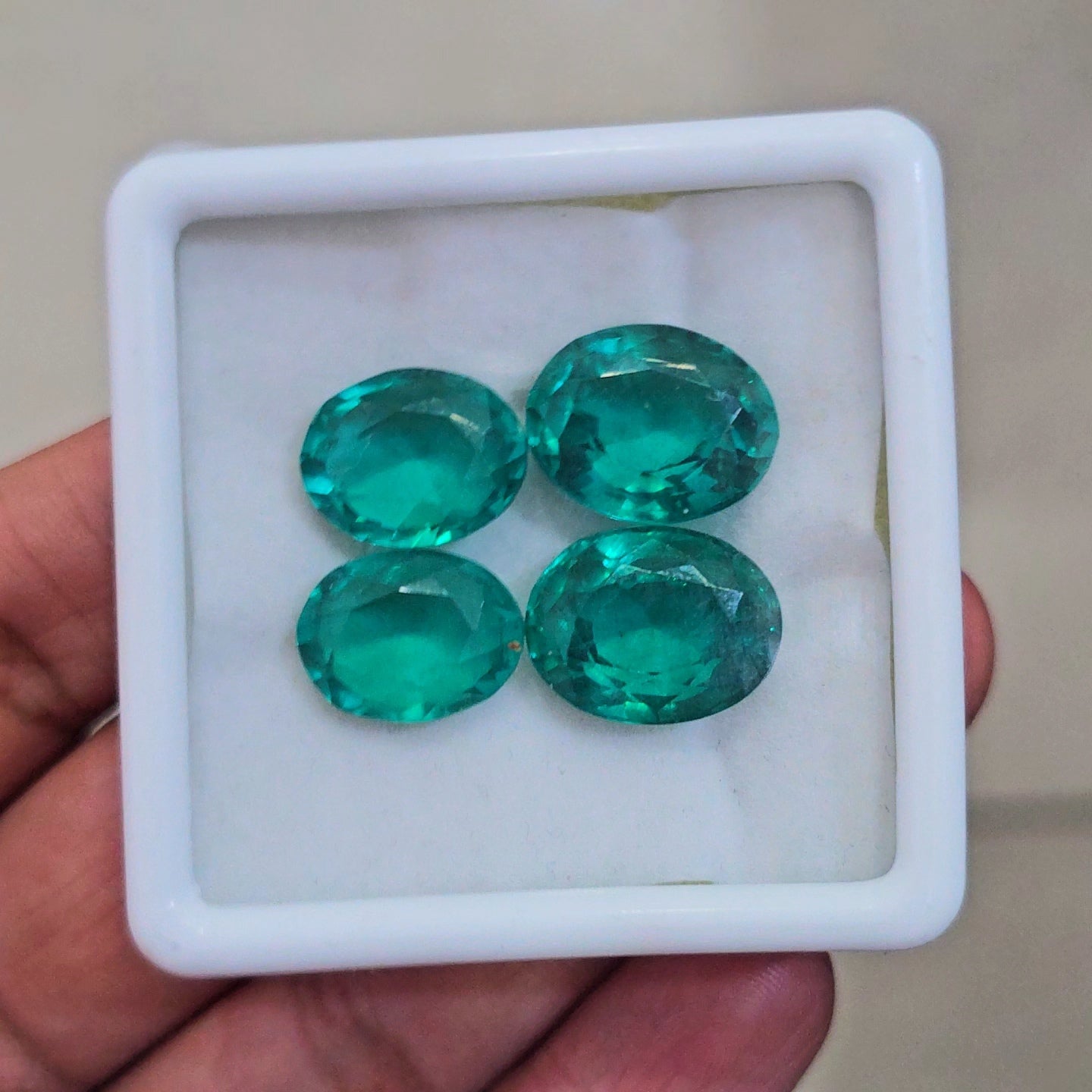 4 Pcs Of Lab Grown Emerald Faceted | Oval | Size: 13-16mm