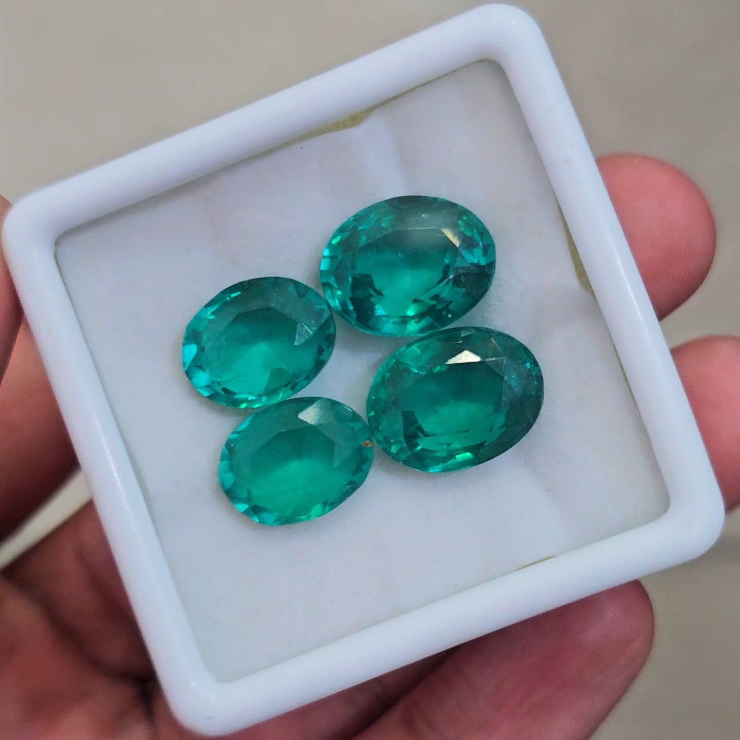 4 Pcs Of Lab Grown Emerald Faceted | Oval | Size: 13-16mm