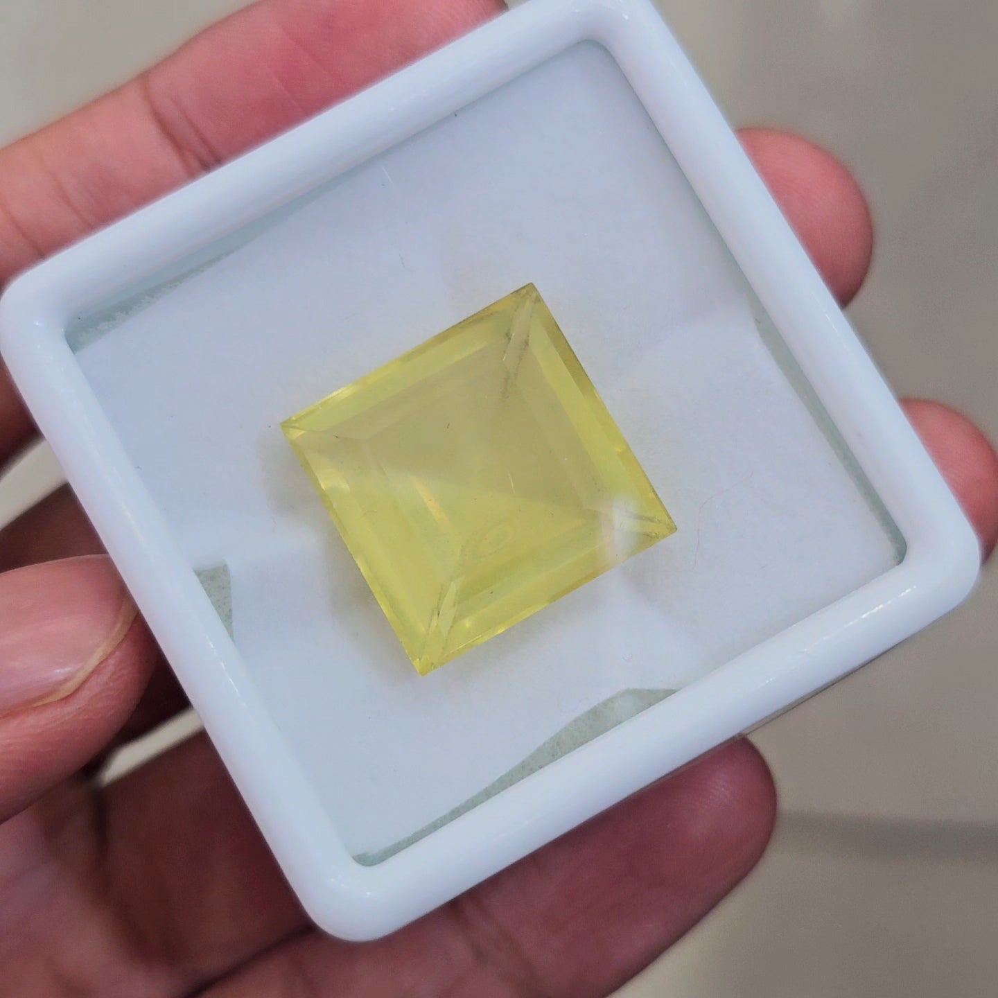 1 Pcs Of Natural Lemon Quartz Faceted | Square | Size: 20mm