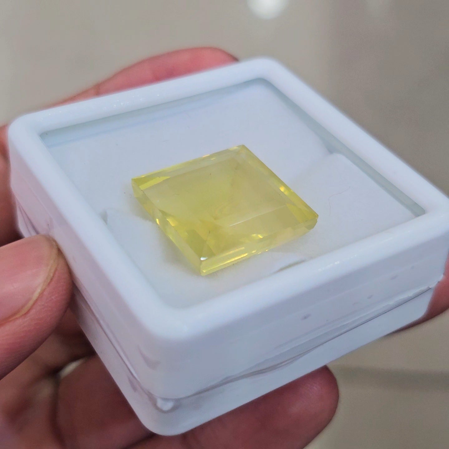 1 Pcs Of Natural Lemon Quartz Faceted | Square | Size: 20mm