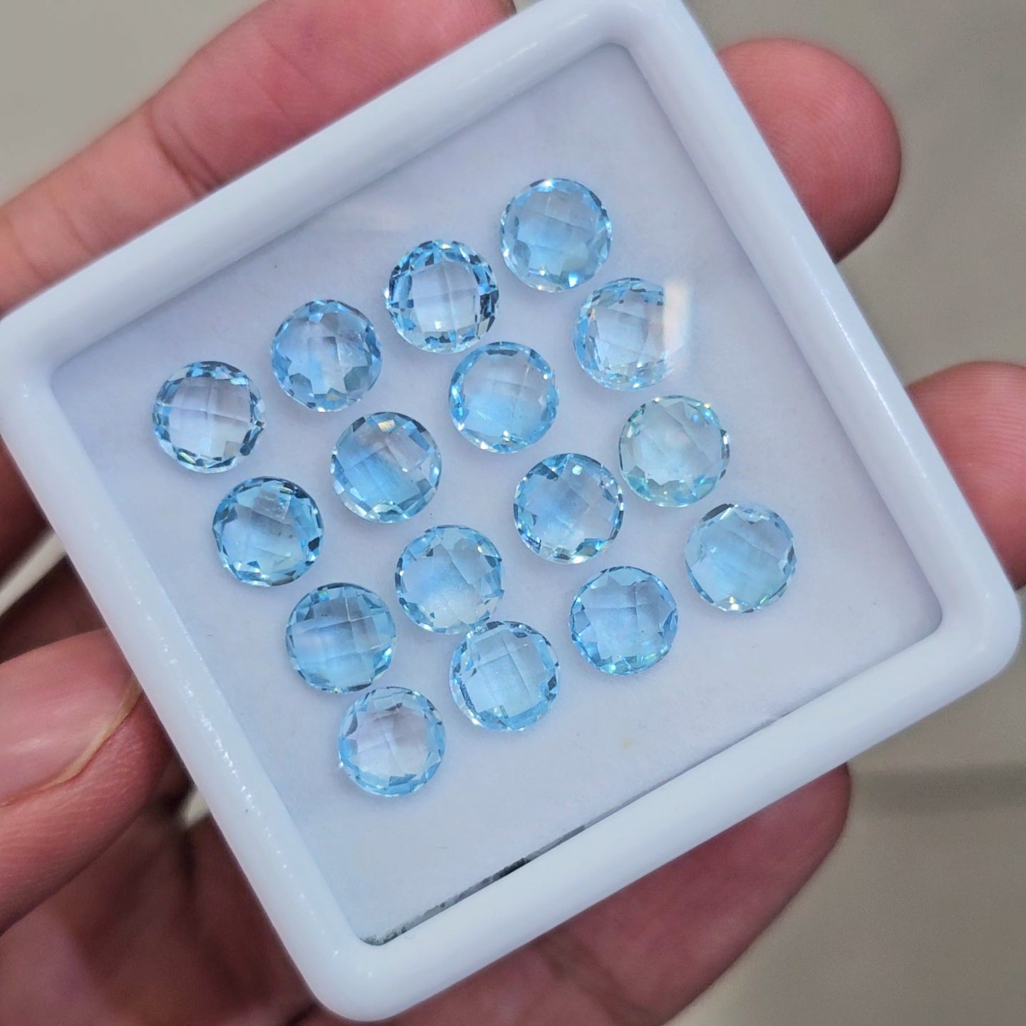 16 Pcs Of Blue Topaz Faceted | Round | Size: 8mm