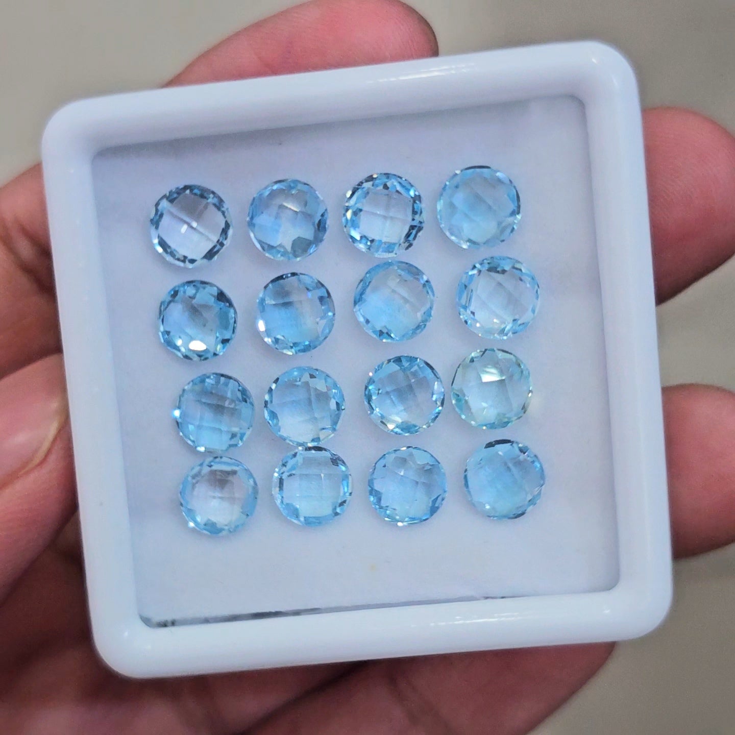 16 Pcs Of Blue Topaz Faceted | Round | Size: 8mm