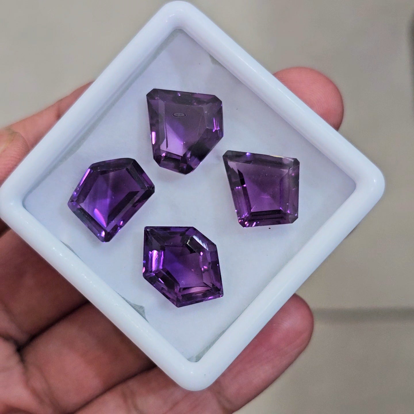 4 Pcs Of Natural Amethyst Faceted | Fancy | Size: 14x18mm