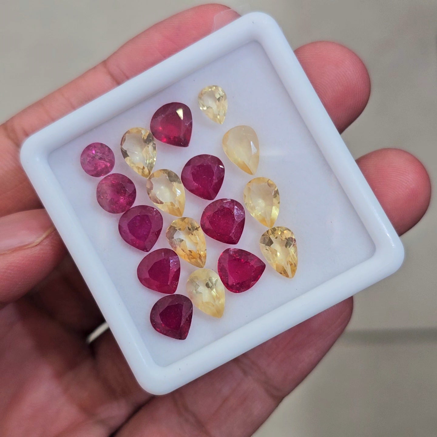 17 Pcs Of Natural Ruby & Citrine Faceted | Mix | Size: 7-9mm