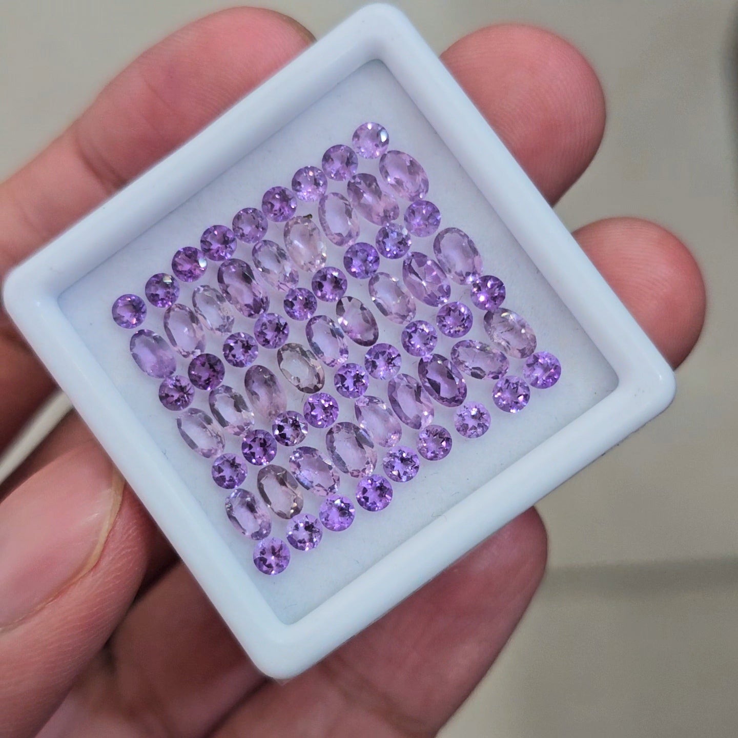 63 Pcs Of Natural Amethyst Faceted | Round & Oval | Size: 3-5mm