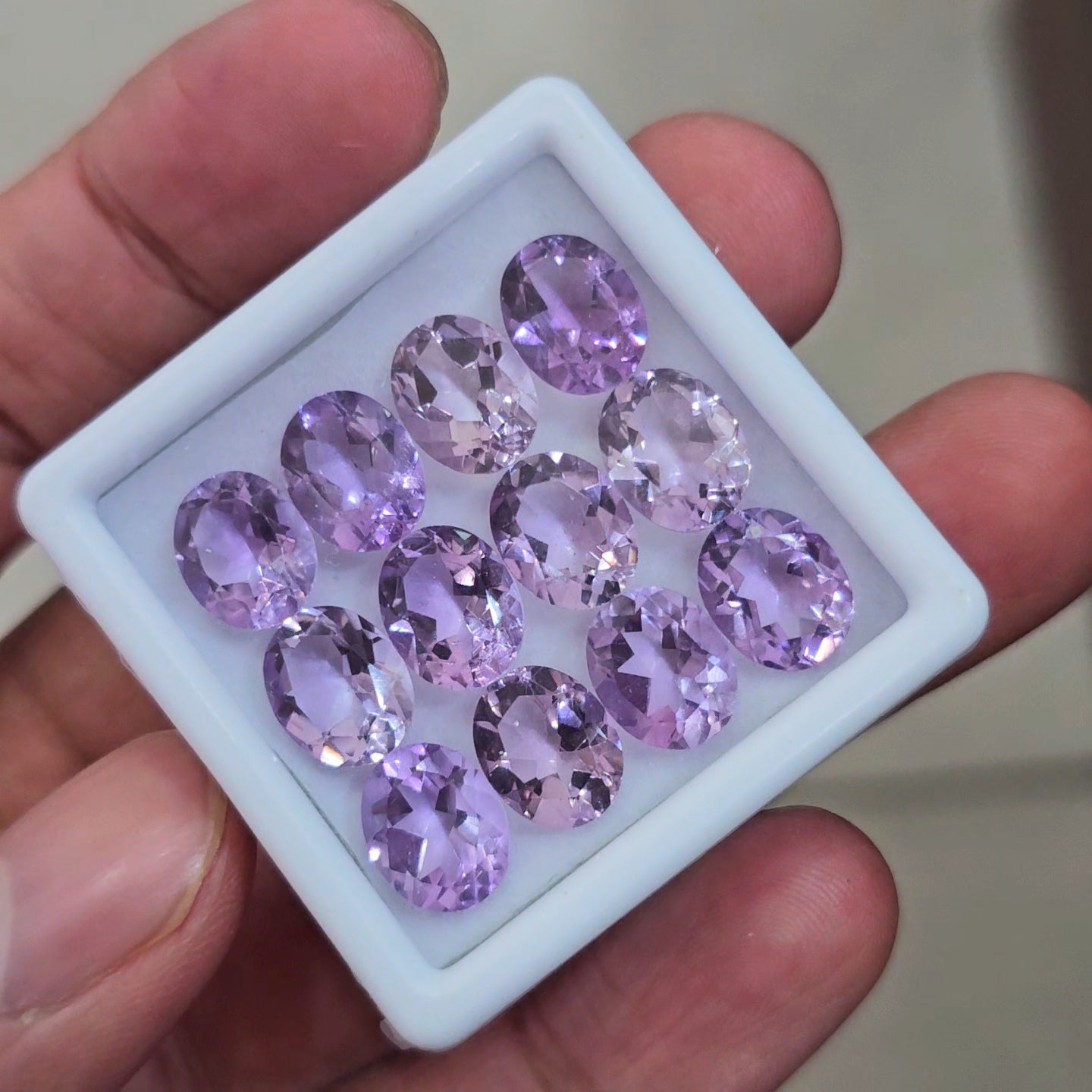 12 Pcs Of Natural Amethyst Faceted | Oval | Size: 10x8mm