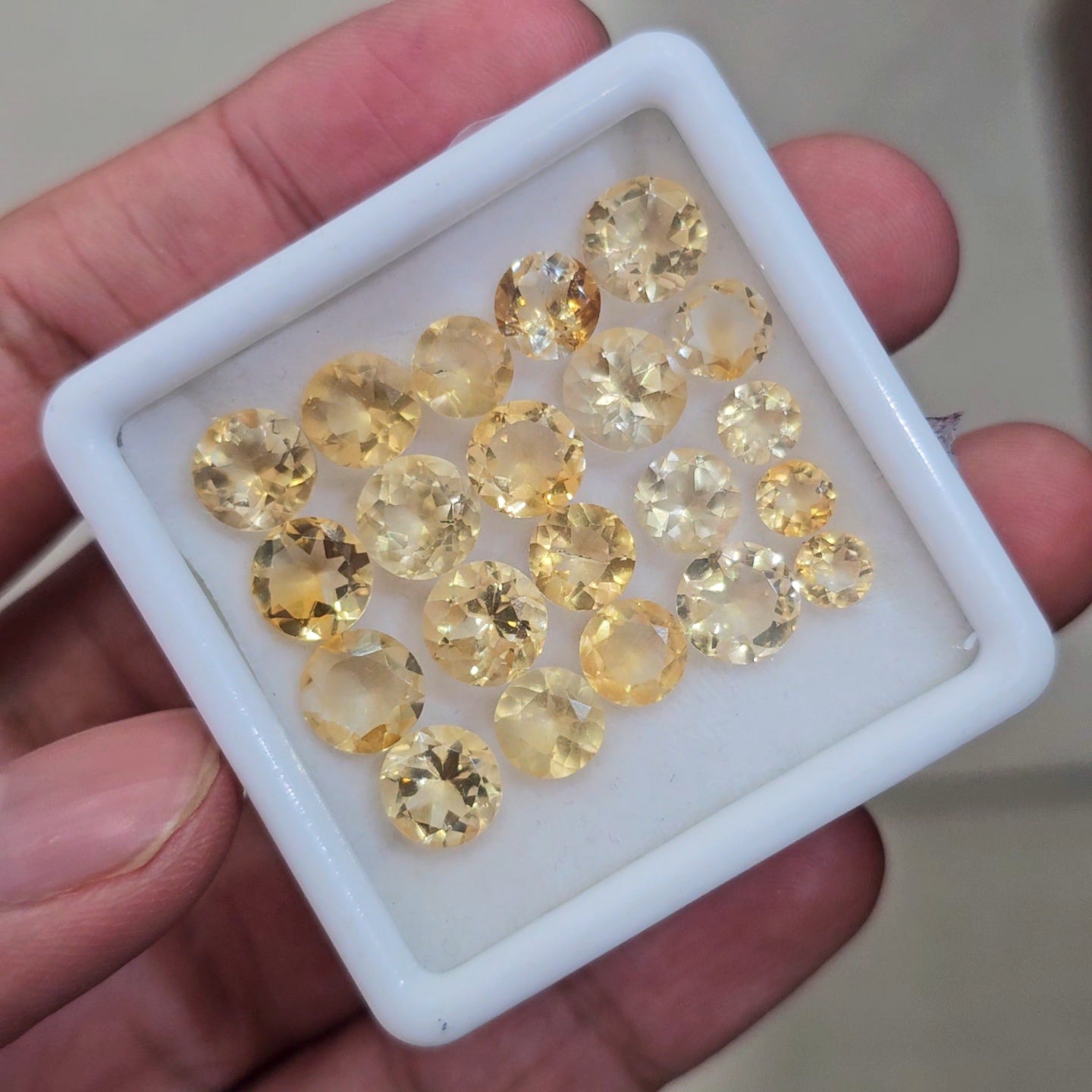 21 Pcs Of Natural Citrine Faceted | Round | Size: 5-8mm
