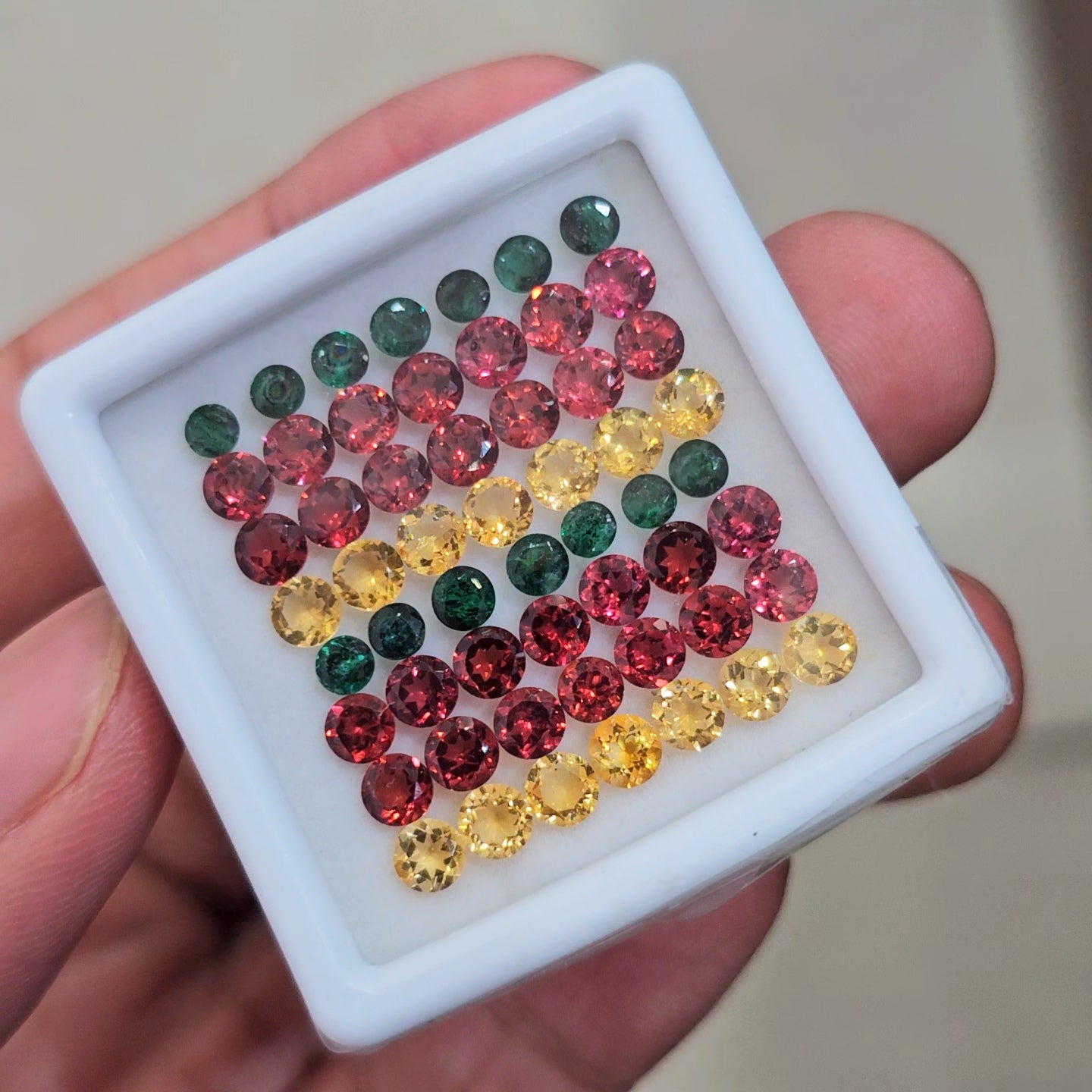 56 Pcs Of Garnet, Citrine, Emerald Faceted | Round | Size: 3-4mm