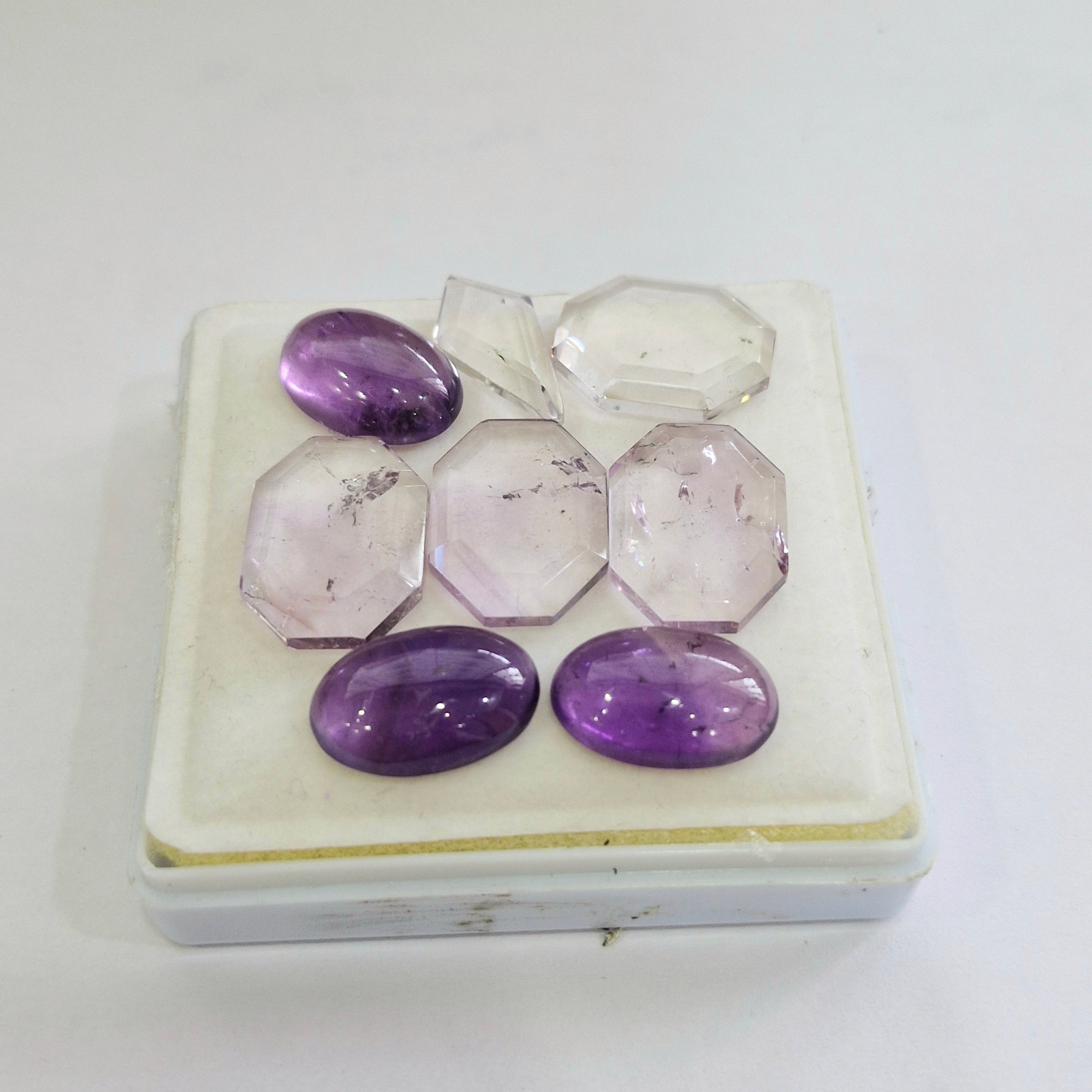 74.6cts Of Natural Amethyst Flat Back Fancy & Cabochons | Size: 18-20mm | 8pcs