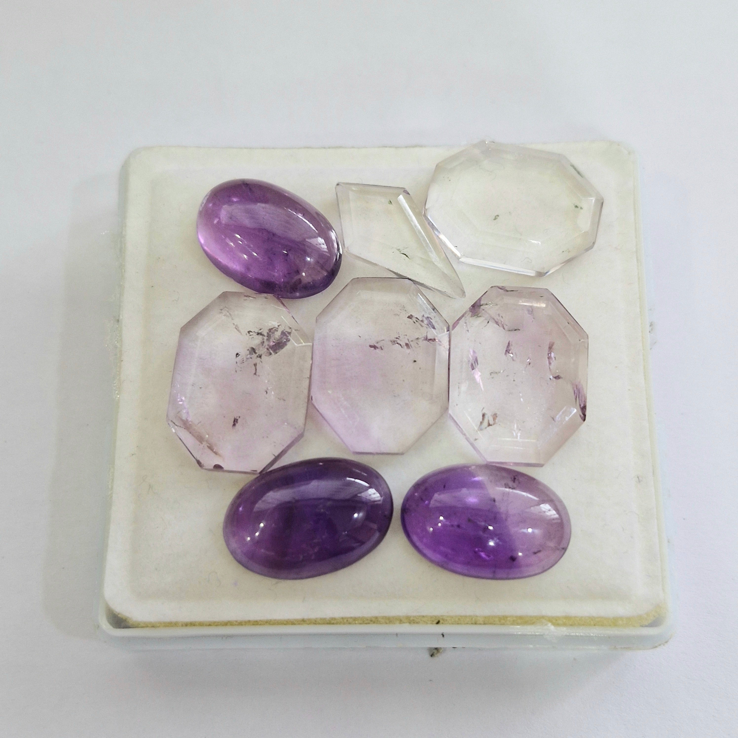 74.6cts Of Natural Amethyst Flat Back Fancy & Cabochons | Size: 18-20mm | 8pcs