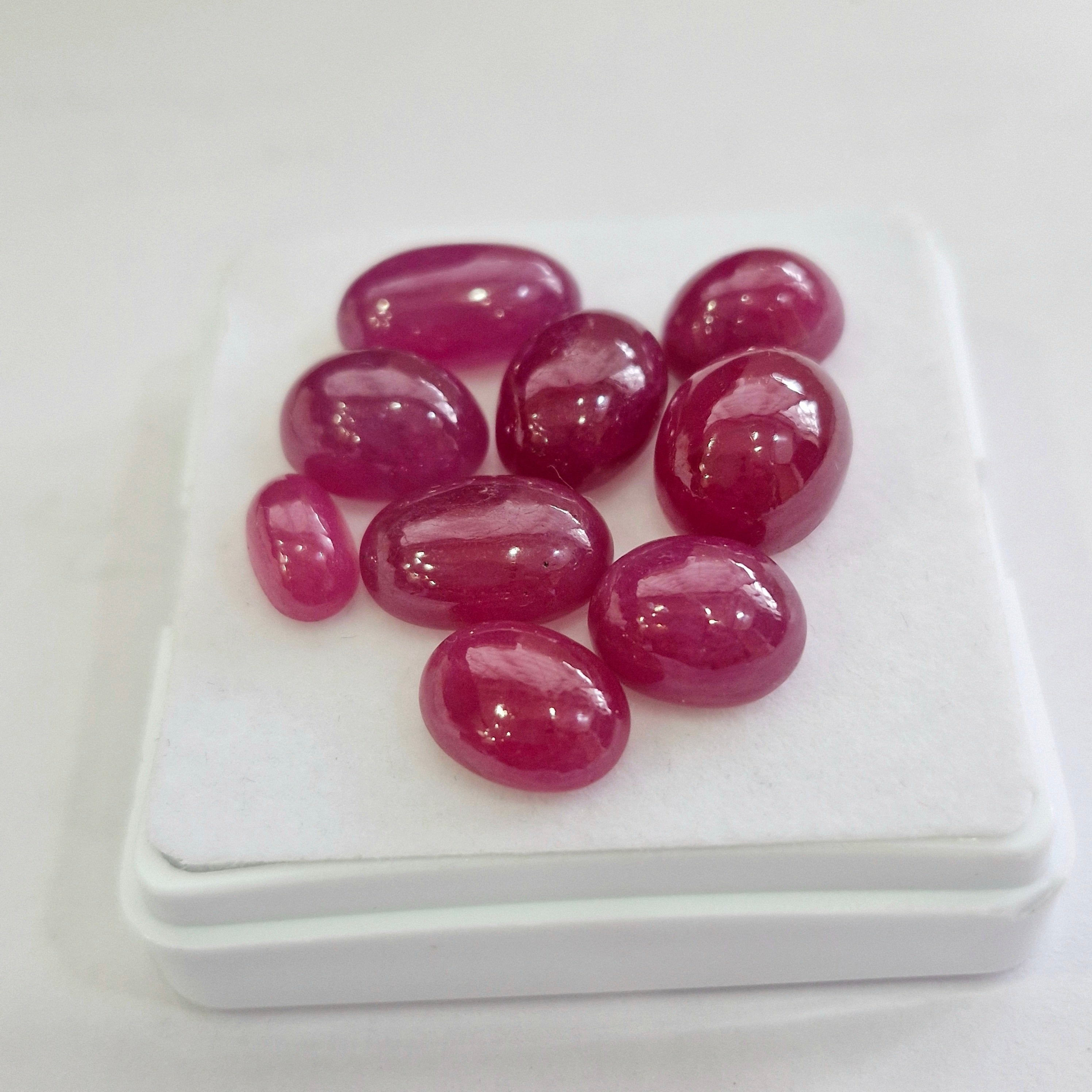 72.7cts Of Natural Clearance Ruby Cabochons | Oval | Size: 9-15mm | 9pcs