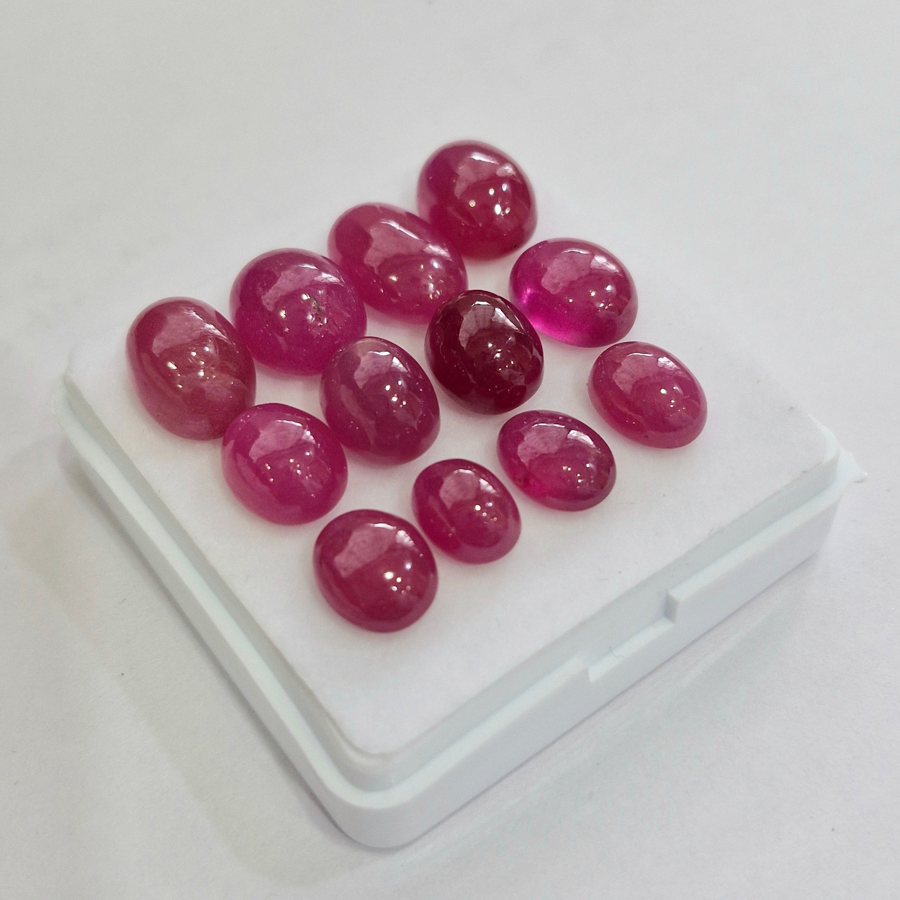 88.1cts Of Natural Clearance Ruby Cabochons | Oval | Size: 9-14mm | 12pcs