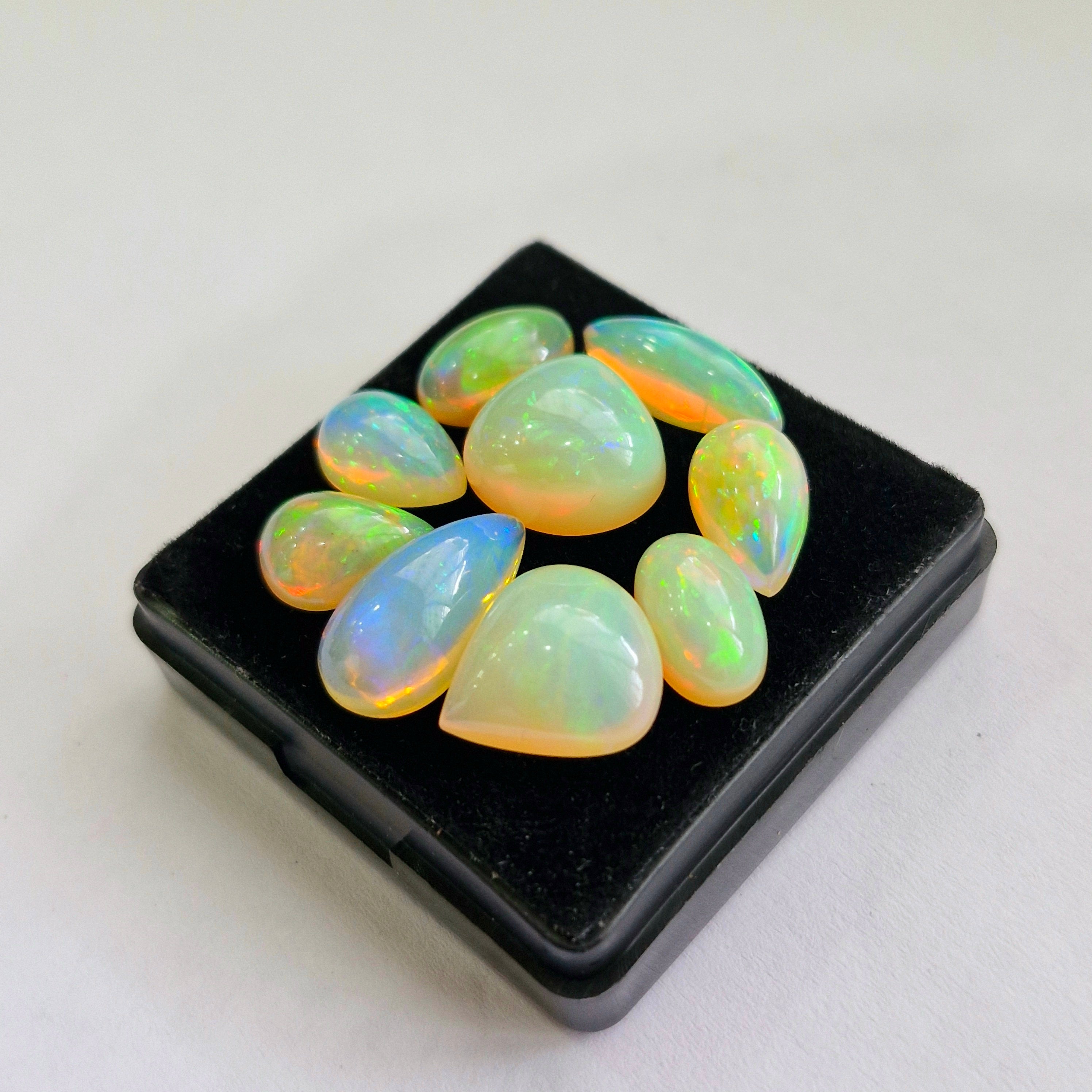 25.5cts Of Natural Ethiopian Opal Cabochon | Mix | Size: 11-16mm | 9pcs