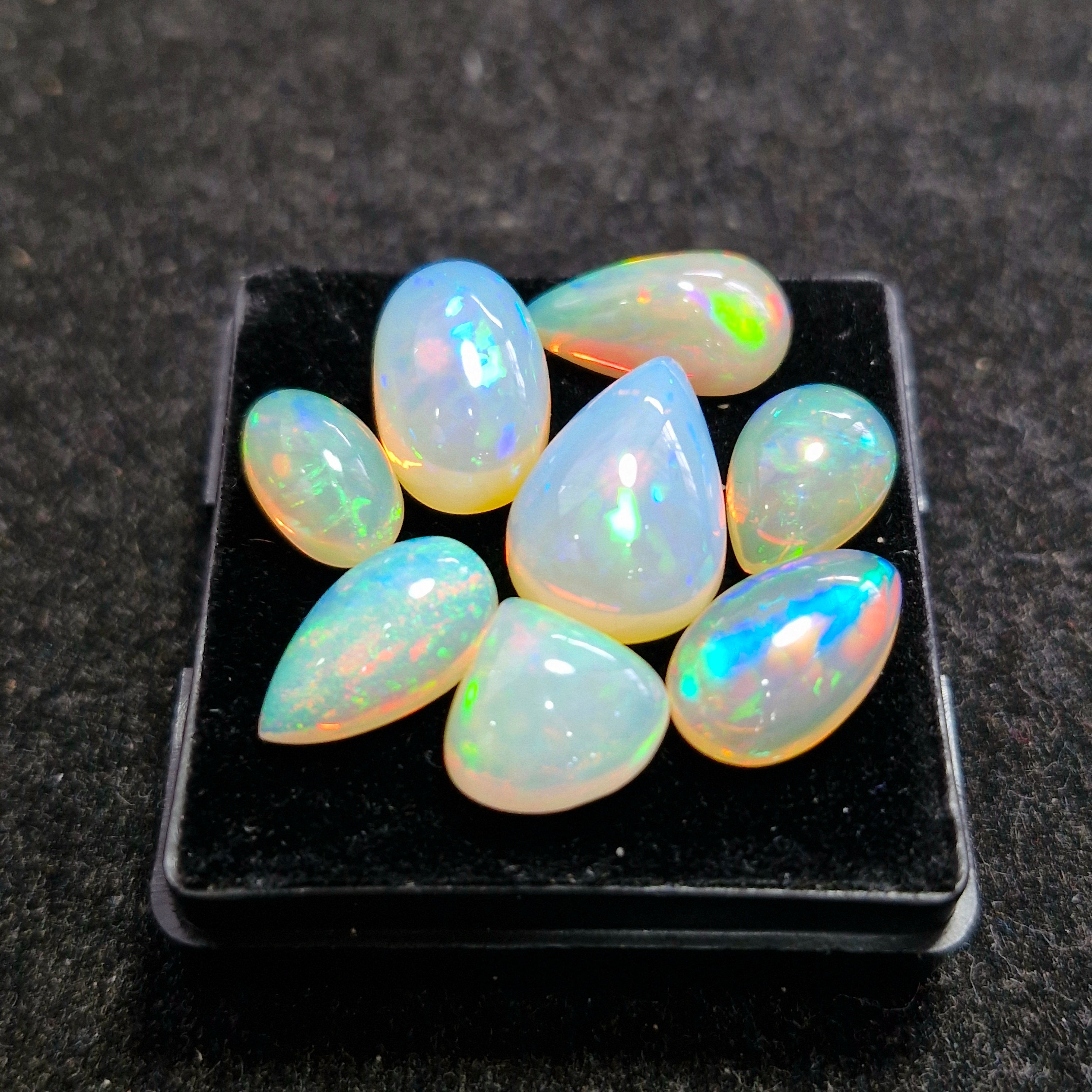 28.5cts Of Natural Ethiopian Opal Cabochon | Mix | Size: 11-17mm | 8pcs