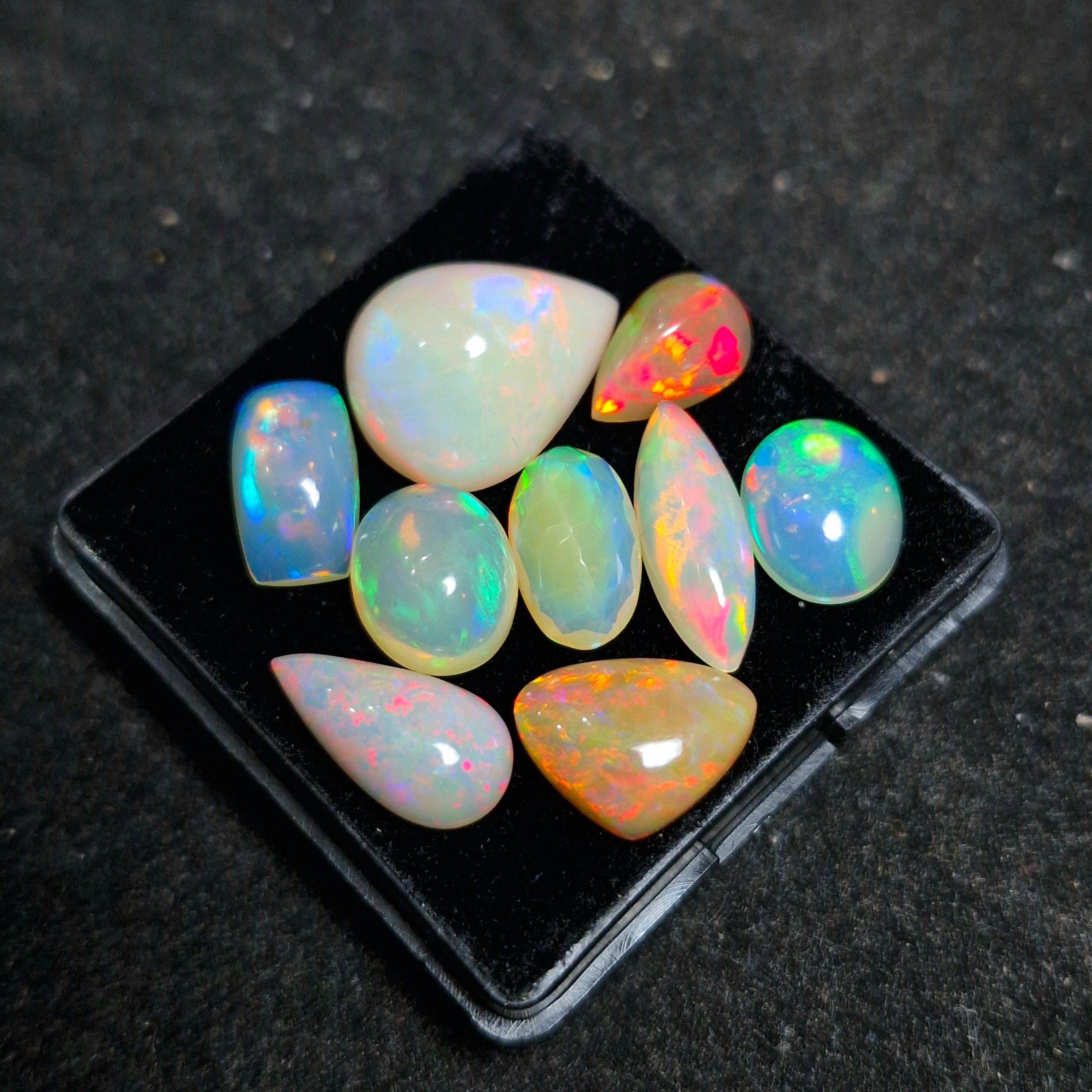 25.2cts Of Natural Ethiopian Opal Cabochon | Mix | Size: 9-17mm | 9pcs