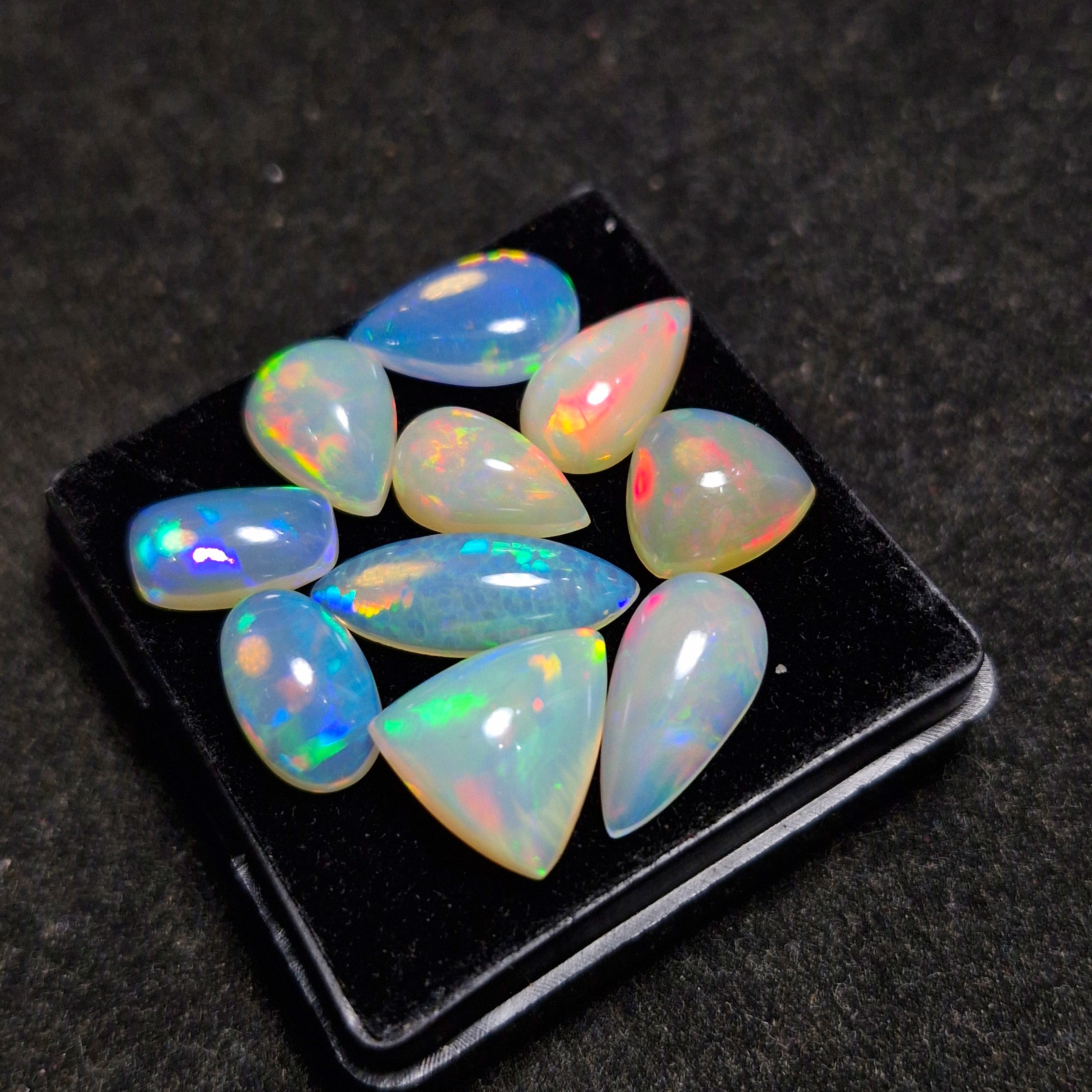 23.4cts Of Natural Ethiopian Opal Cabochon | Mix | Size: 10-18mm | 10pcs