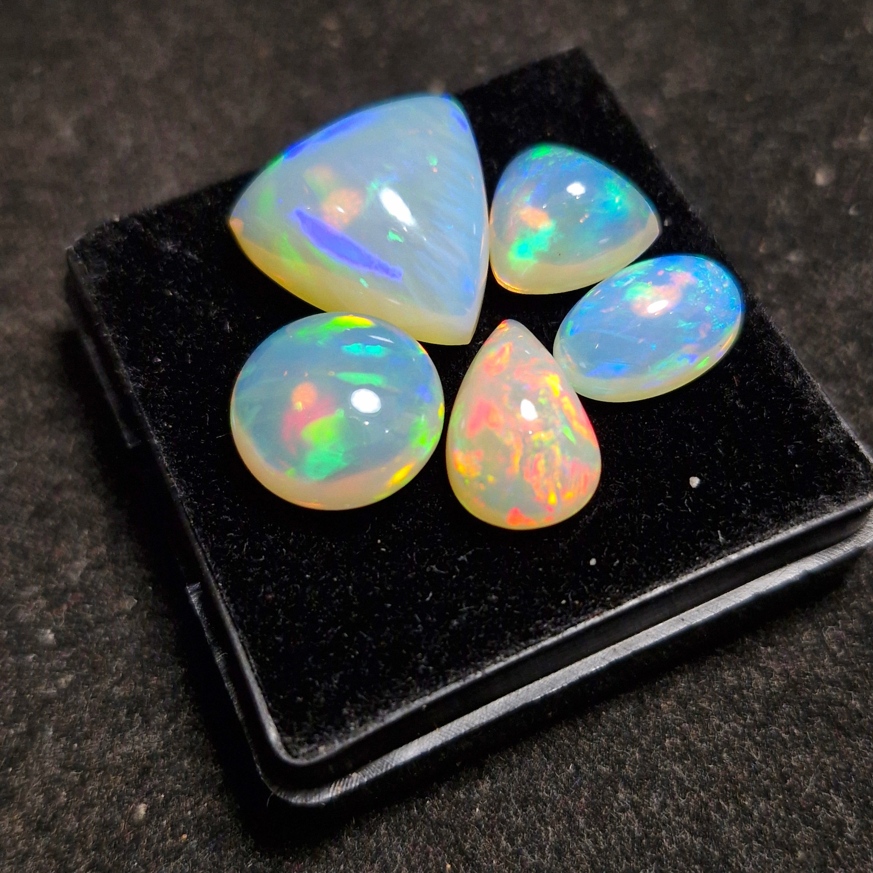 24.7cts Of Natural Ethiopian Opal Cabochon | Mix | Size: 10-16mm | 5pcs