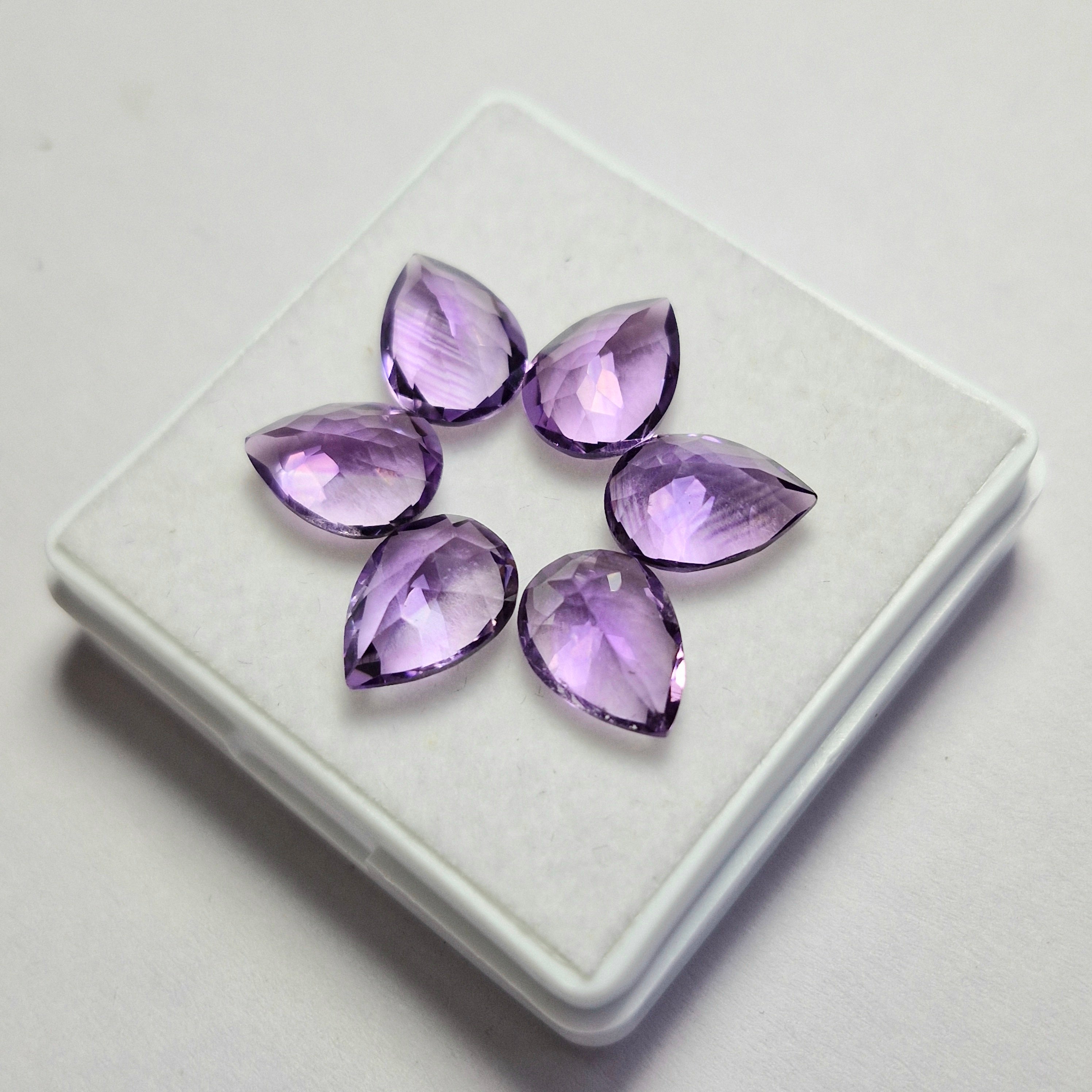 14.8cts Of Natural Amethyst Faceted | Pear | Size: 11x8mm | 6pcs