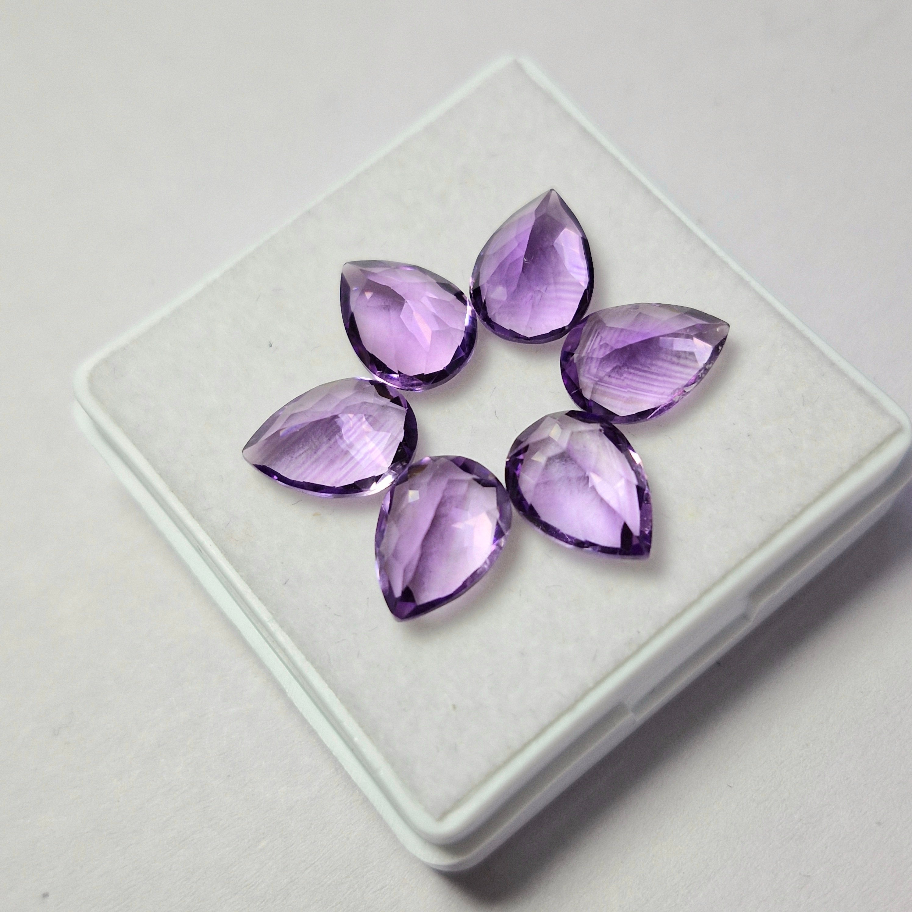 14.8cts Of Natural Amethyst Faceted | Pear | Size: 11x8mm | 6pcs