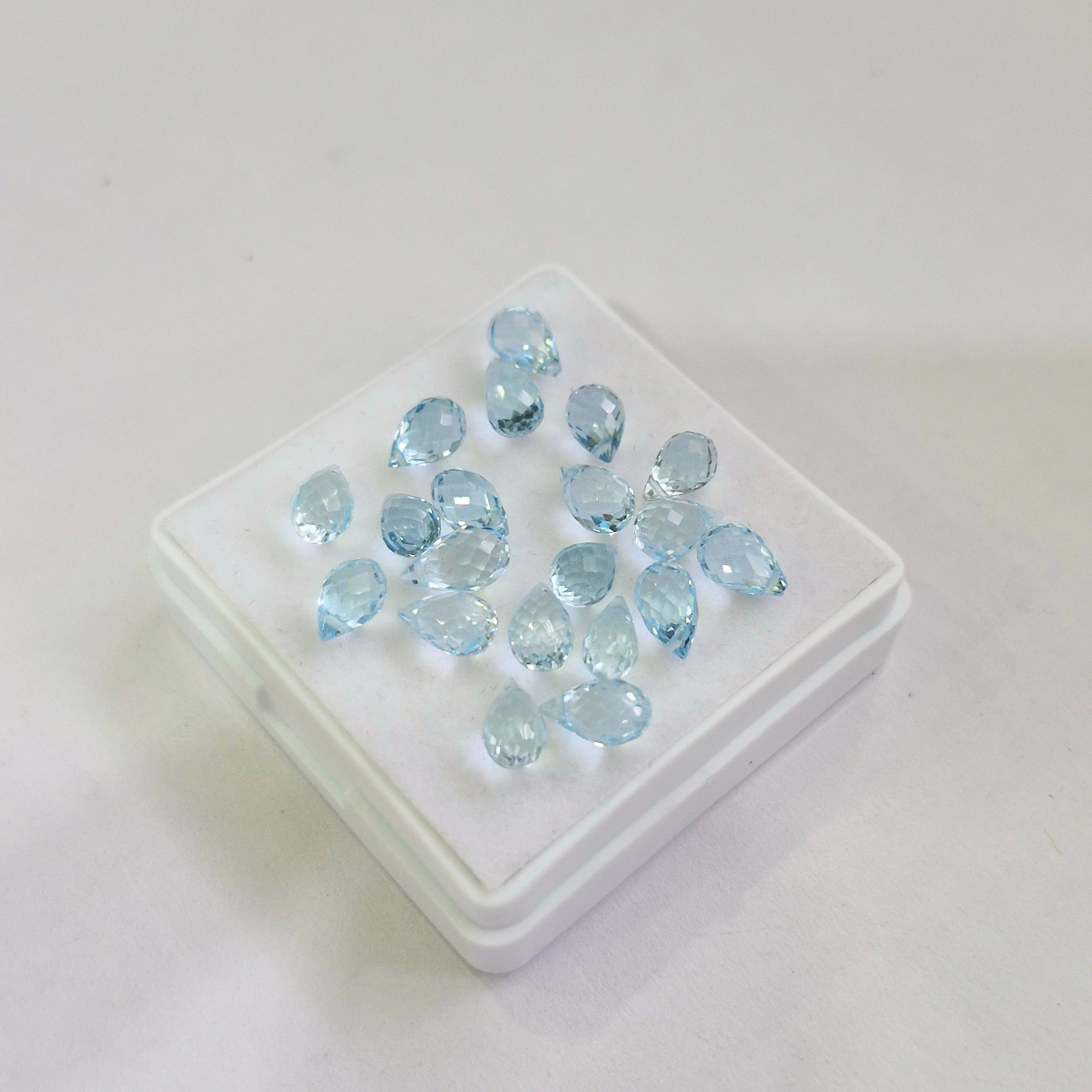 20.4cts Of Natural Blue Topaz Drops Faceted| Size: 7x4mm | 20pcs
