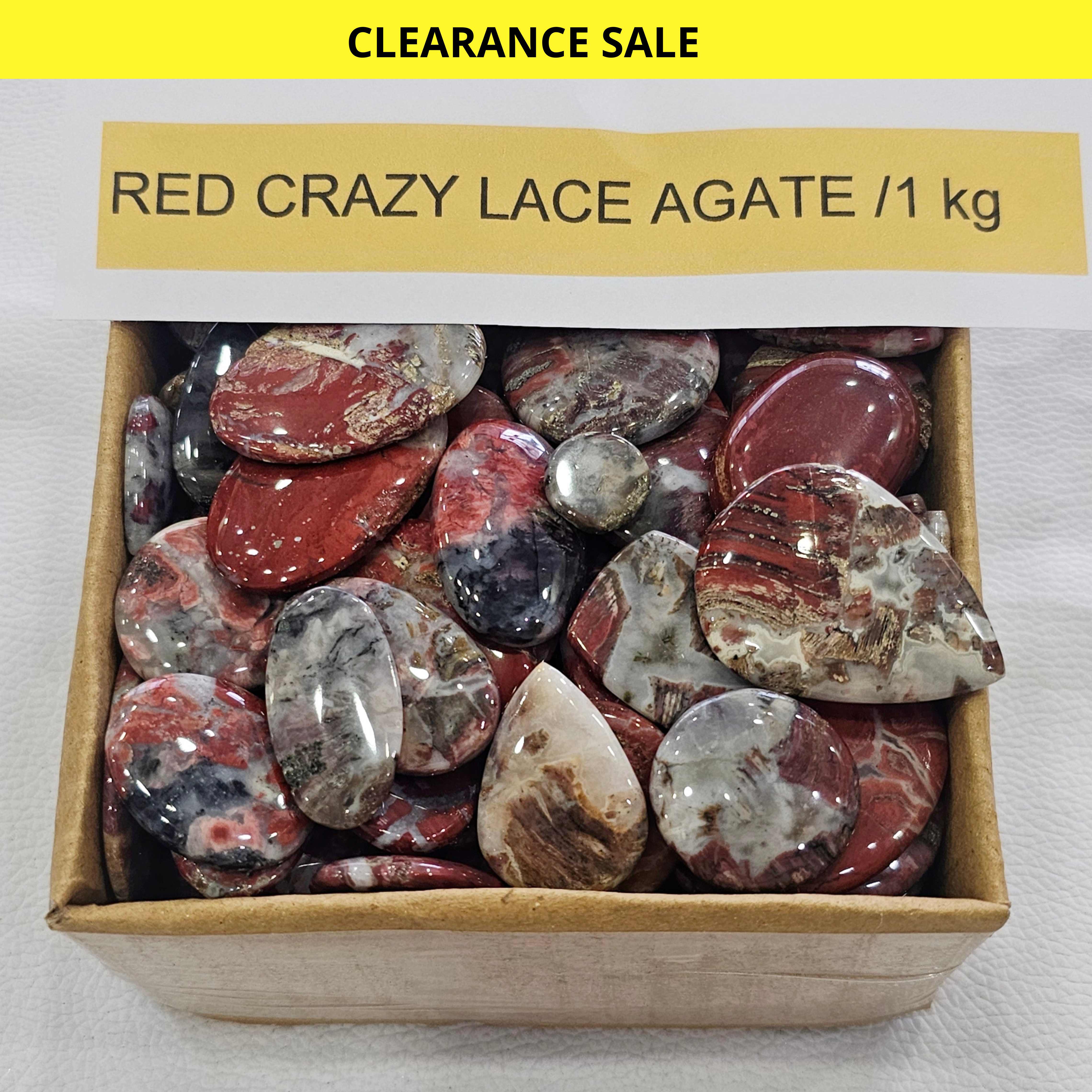 1KG Natural Red Crazy Lace Agate Cabochons | 15–40mm | 170–190 Pcs | Unique Natural Patterns - The LabradoriteKing