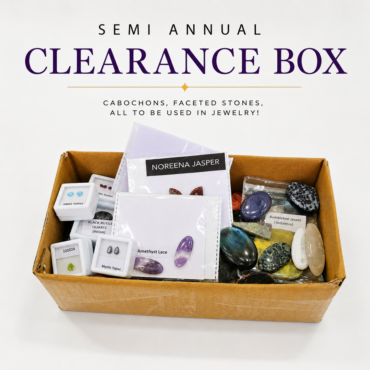 1 KG Semi-Annual Clearance Box | 100 Pcs+ cabochons and faceted gems
