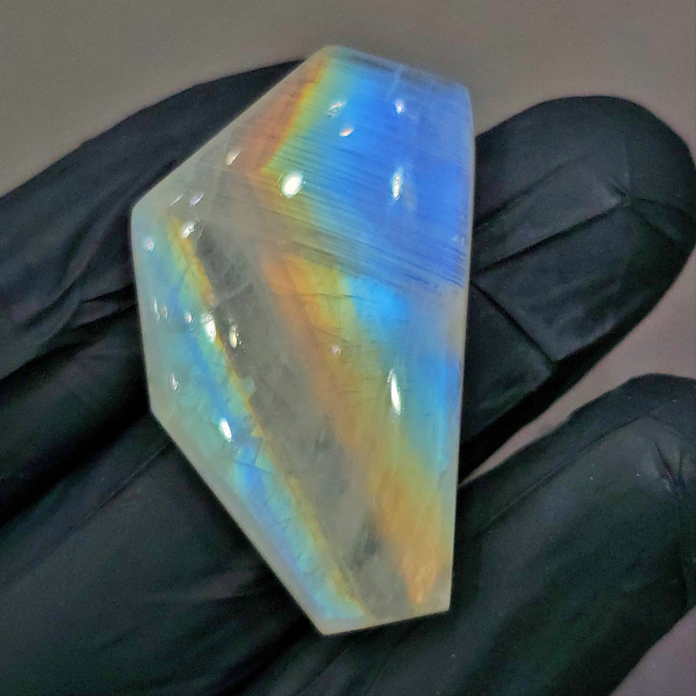 Natural Rainbow Moonstone from India Cabochon | Fancy | 37x22mm - The LabradoriteKing