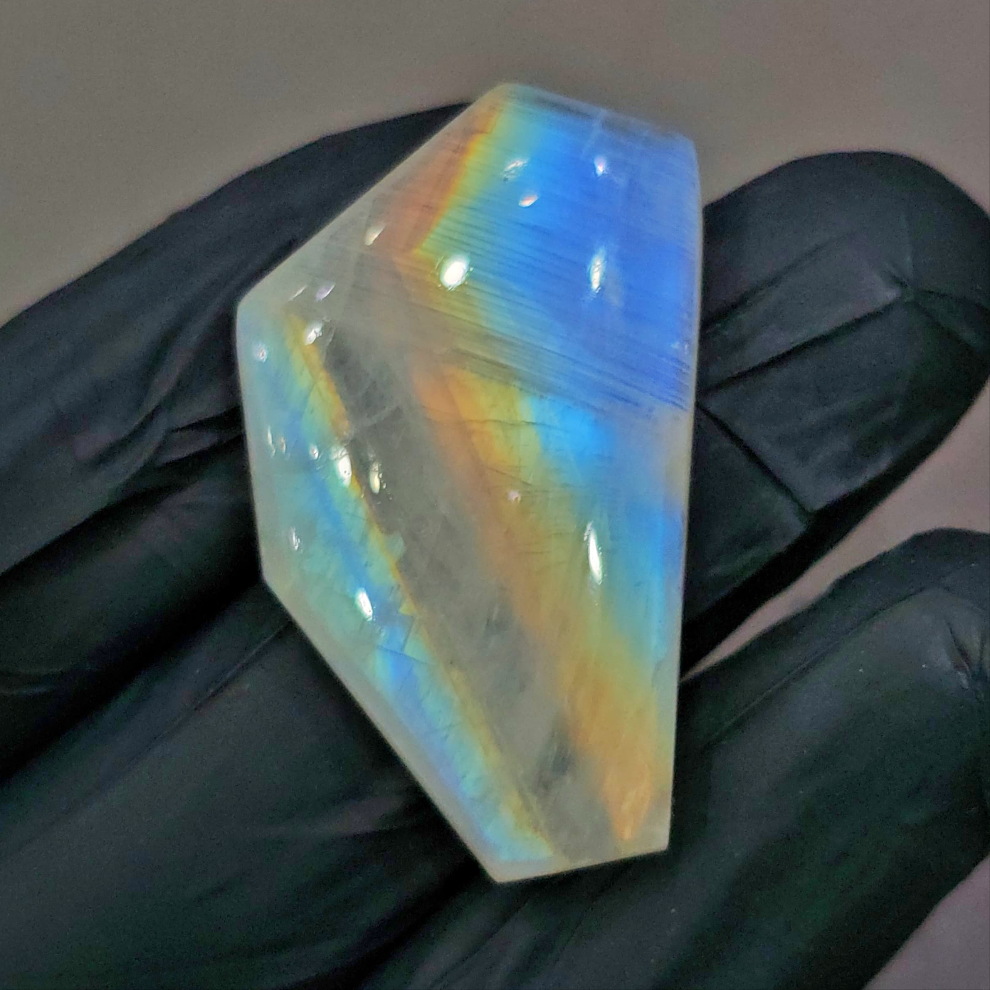 Natural Rainbow Moonstone from India Cabochon | Fancy | 37x22mm - The LabradoriteKing