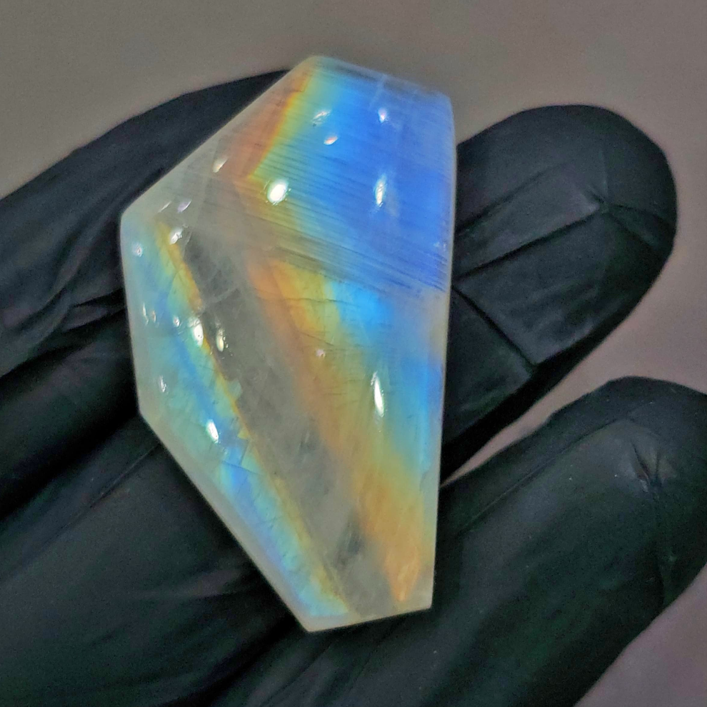 Natural Rainbow Moonstone from India Cabochon | Fancy | 37x22mm - The LabradoriteKing