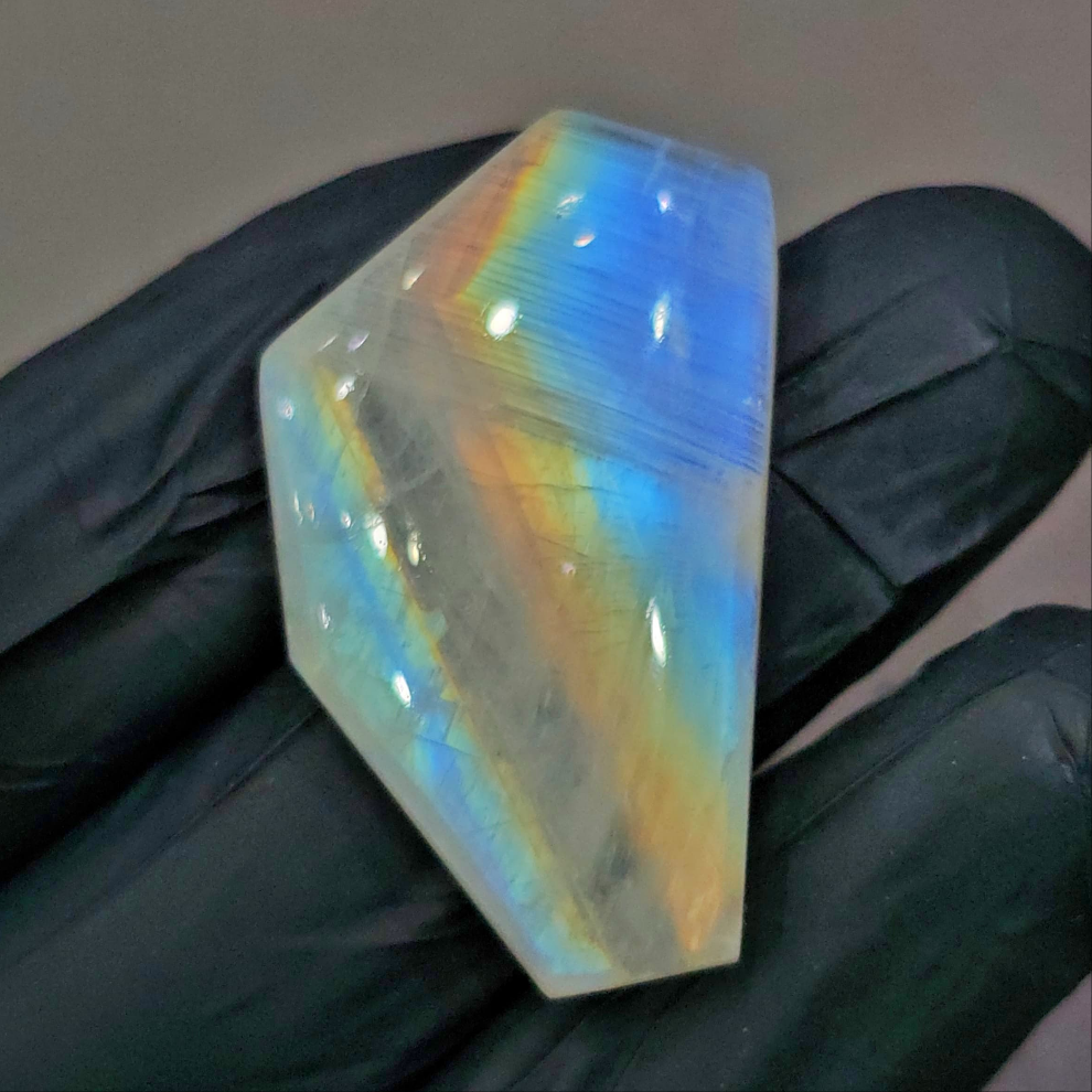 Natural Rainbow Moonstone from India Cabochon | Fancy | 37x22mm - The LabradoriteKing