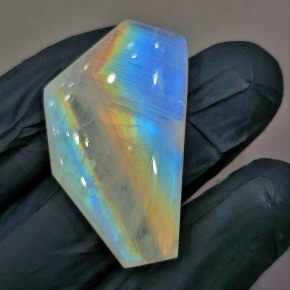 Natural Rainbow Moonstone from India Cabochon | Fancy | 37x22mm - The LabradoriteKing