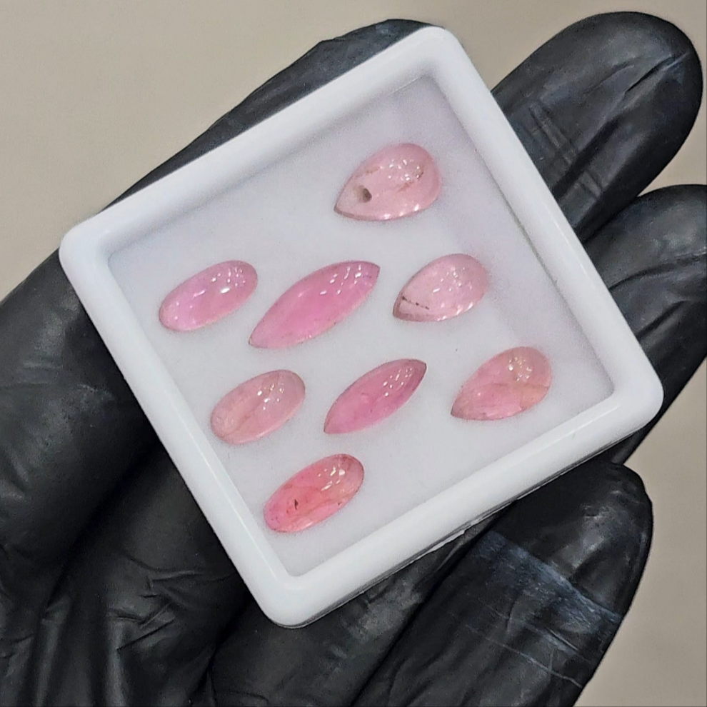 8 Pcs Natural Pink Tourmaline Cabochon | Shape: Mix | Size: 10-14mm - The LabradoriteKing
