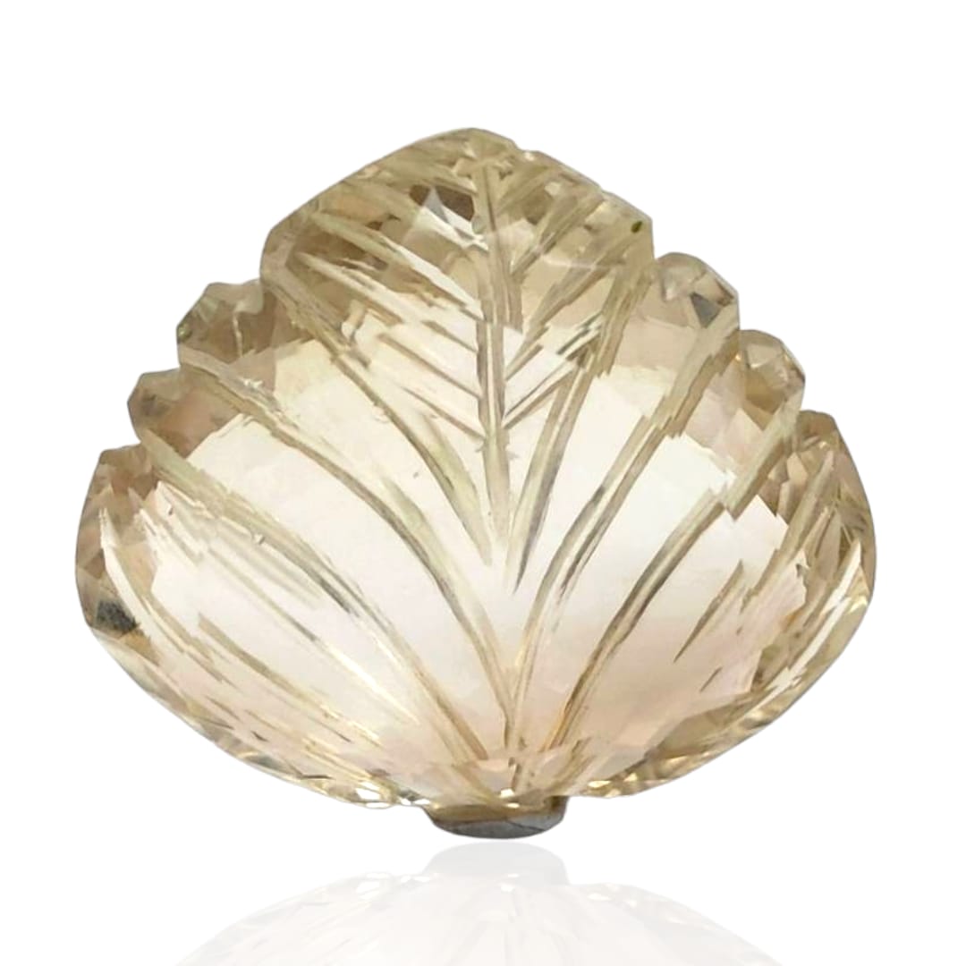 1 Pieces Natural Citrine Carved Leaf Shape | Size:37x34mm - The LabradoriteKing