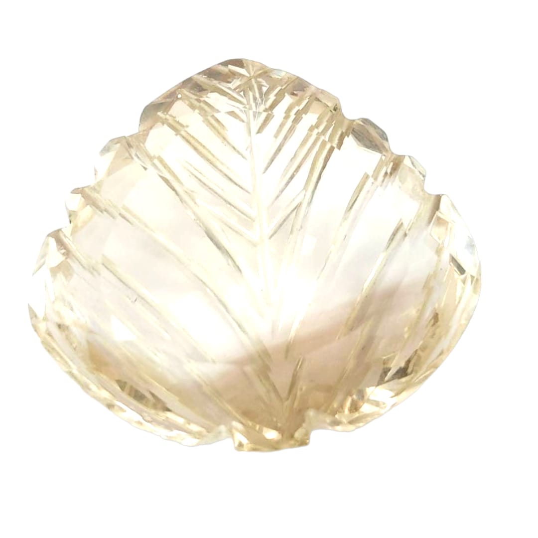 1 Pieces Natural Citrine Carved Leaf Shape | Size:37x34mm - The LabradoriteKing