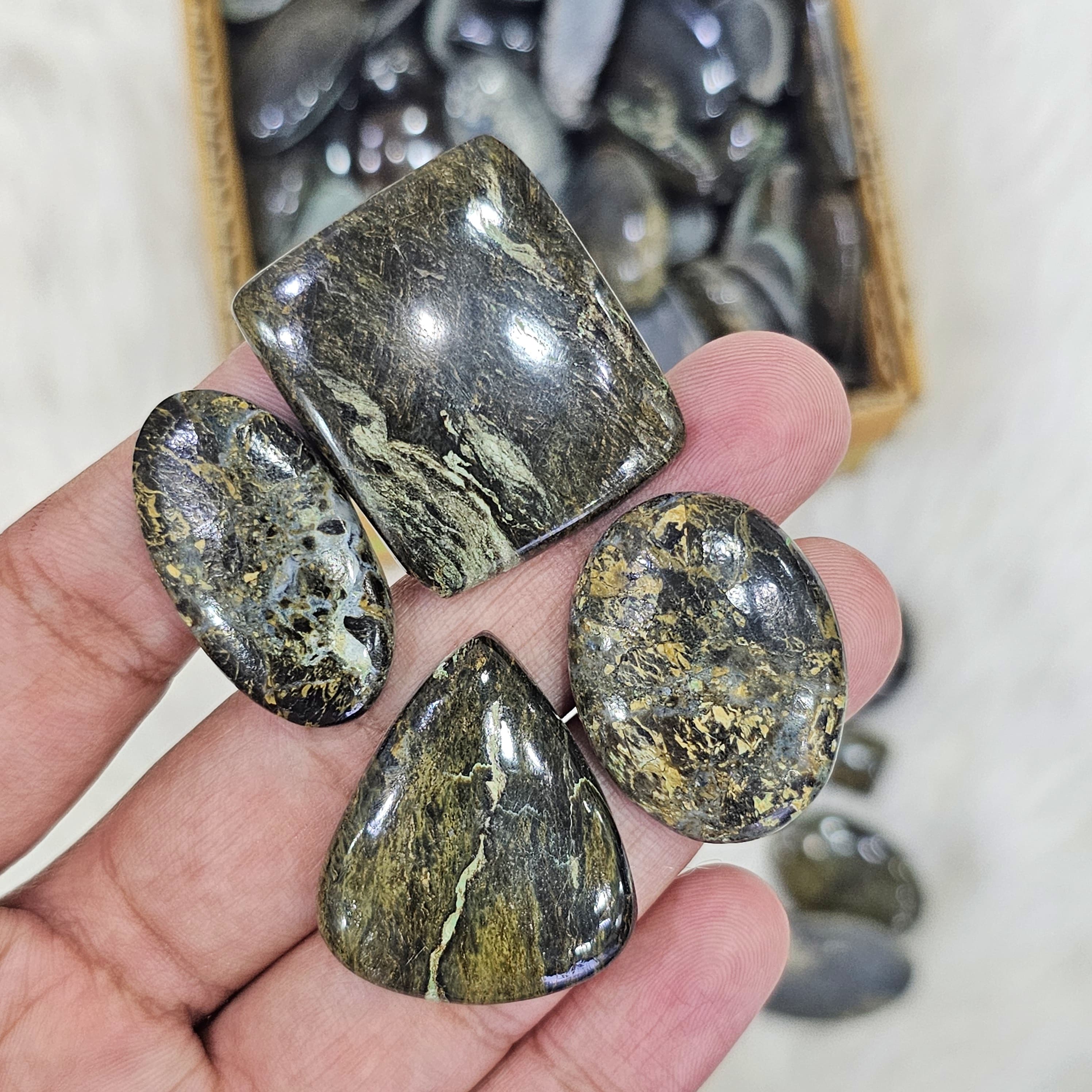 500 Gram Obsidian Martix Cabochons | 40-50 Pcs | 1" to 3" Inches - The LabradoriteKing