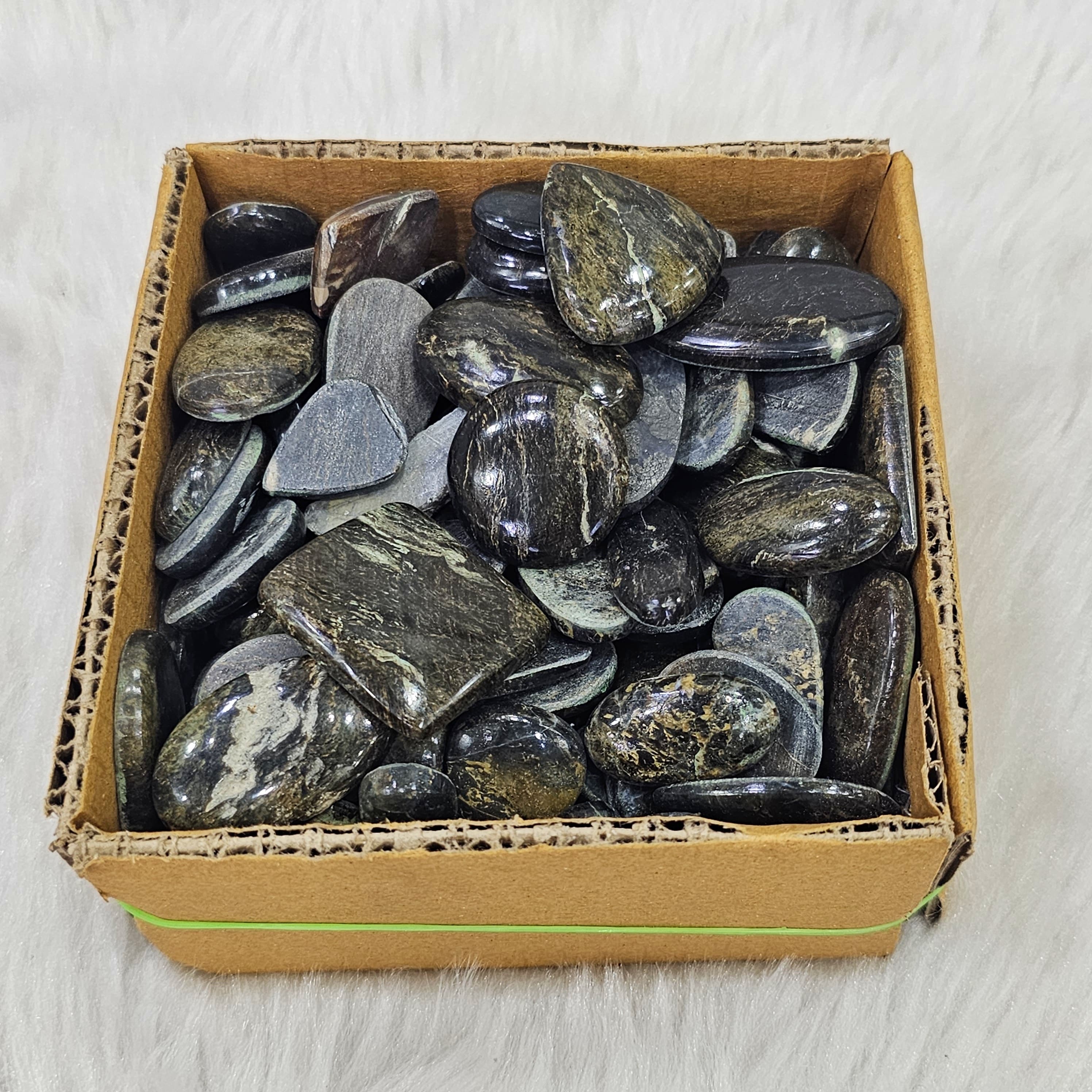500 Gram Obsidian Martix Cabochons | 40-50 Pcs | 1" to 3" Inches - The LabradoriteKing