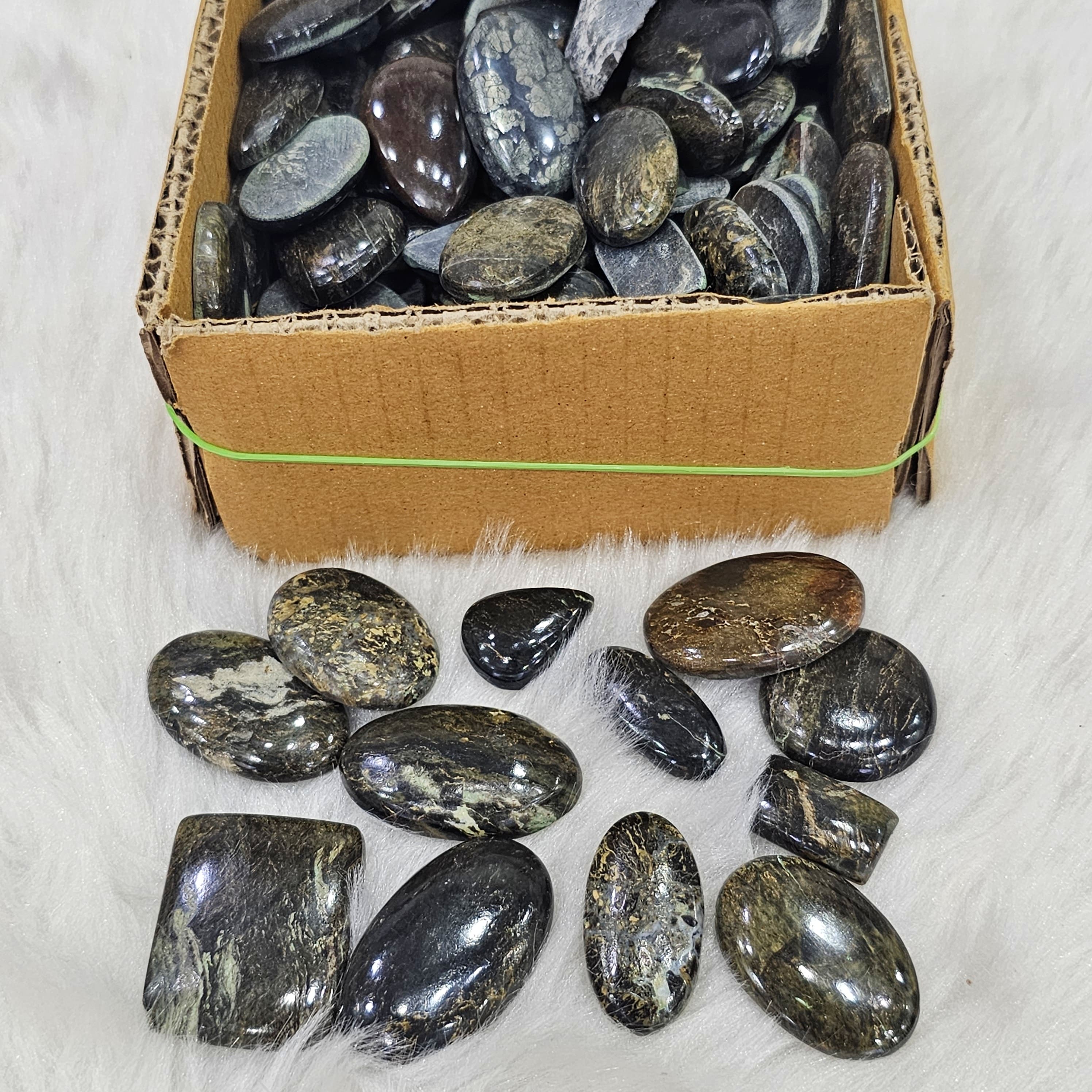 500 Gram Obsidian Martix Cabochons | 40-50 Pcs | 1" to 3" Inches - The LabradoriteKing