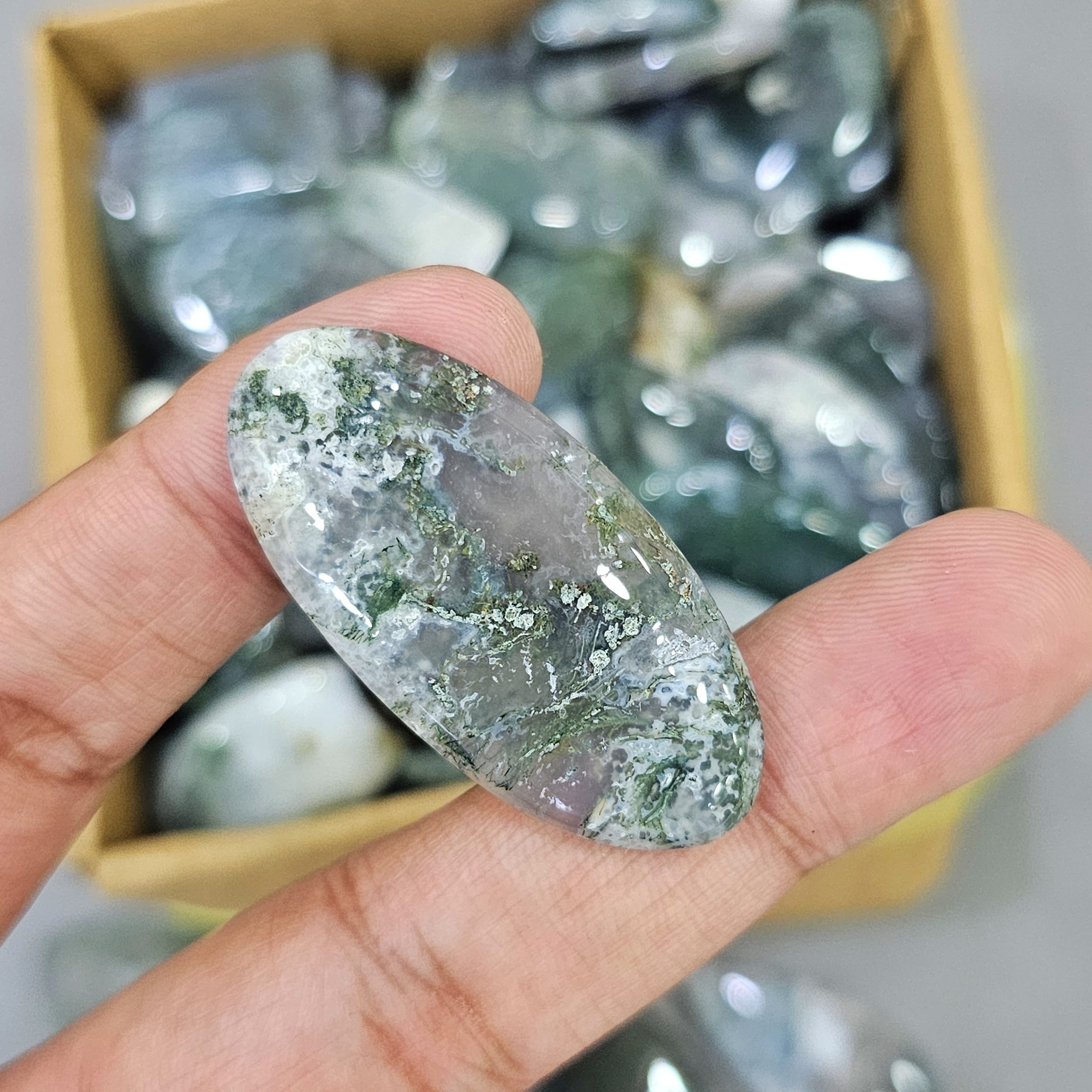 500Gram/1KG Moss Agate Cabochons | 80-100 Pcs | 1" to 3" Inches - The LabradoriteKing