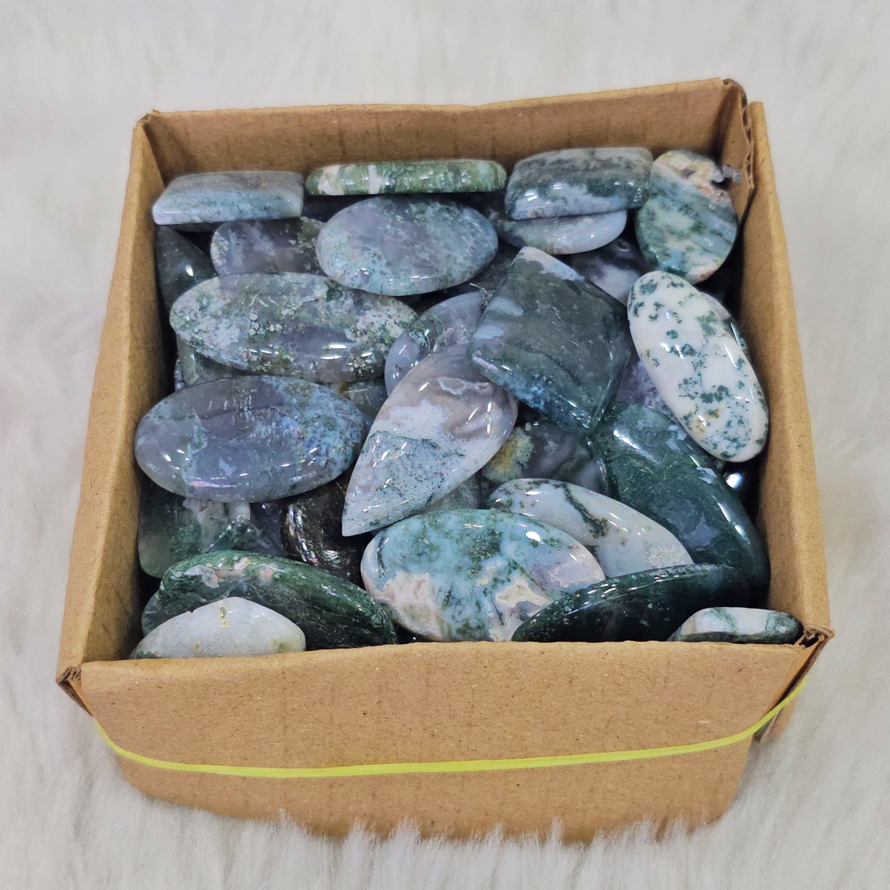 500Gram/1KG Moss Agate Cabochons | 80-100 Pcs | 1" to 3" Inches - The LabradoriteKing