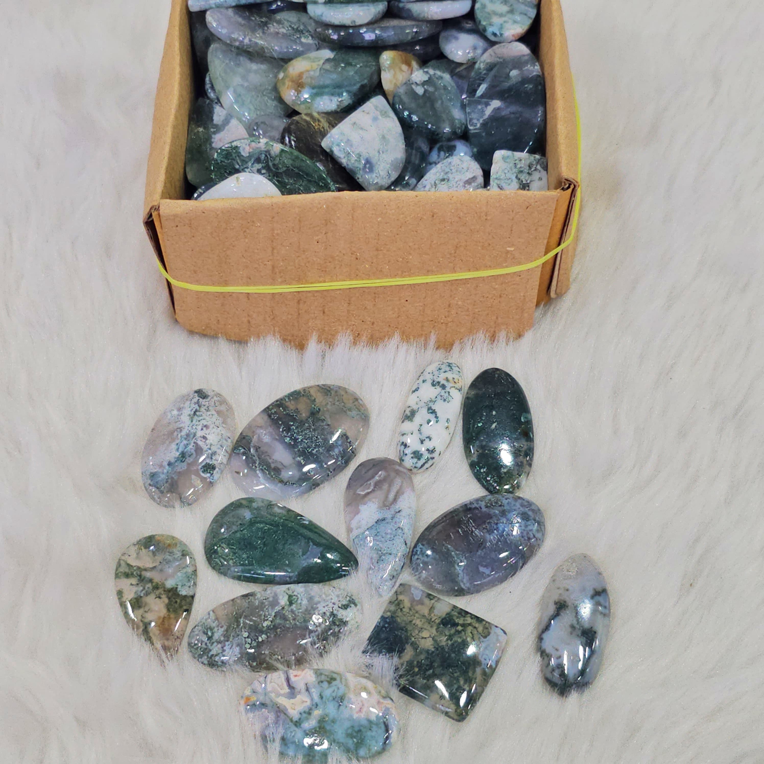 500Gram/1KG Moss Agate Cabochons | 80-100 Pcs | 1" to 3" Inches - The LabradoriteKing
