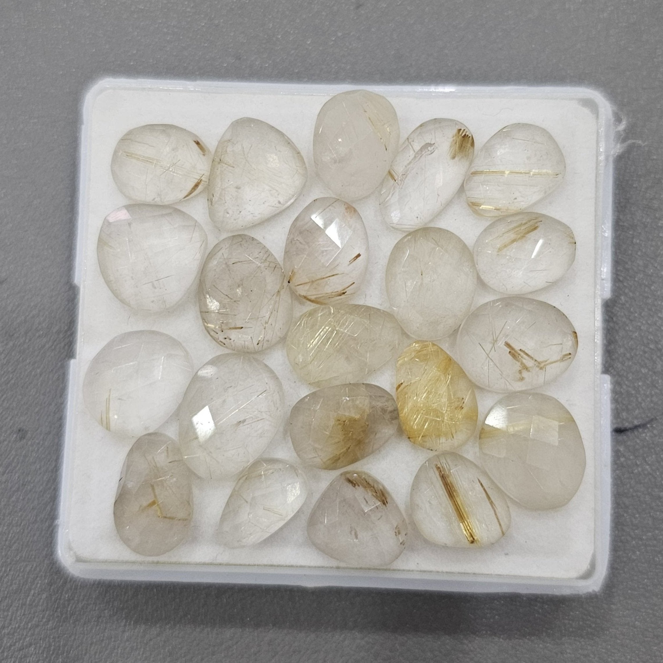 21 Pcs Of Mix Natural Golden Rutile Quartz Rosecut | Shape: fancy | Size: 11-14mm - The LabradoriteKing