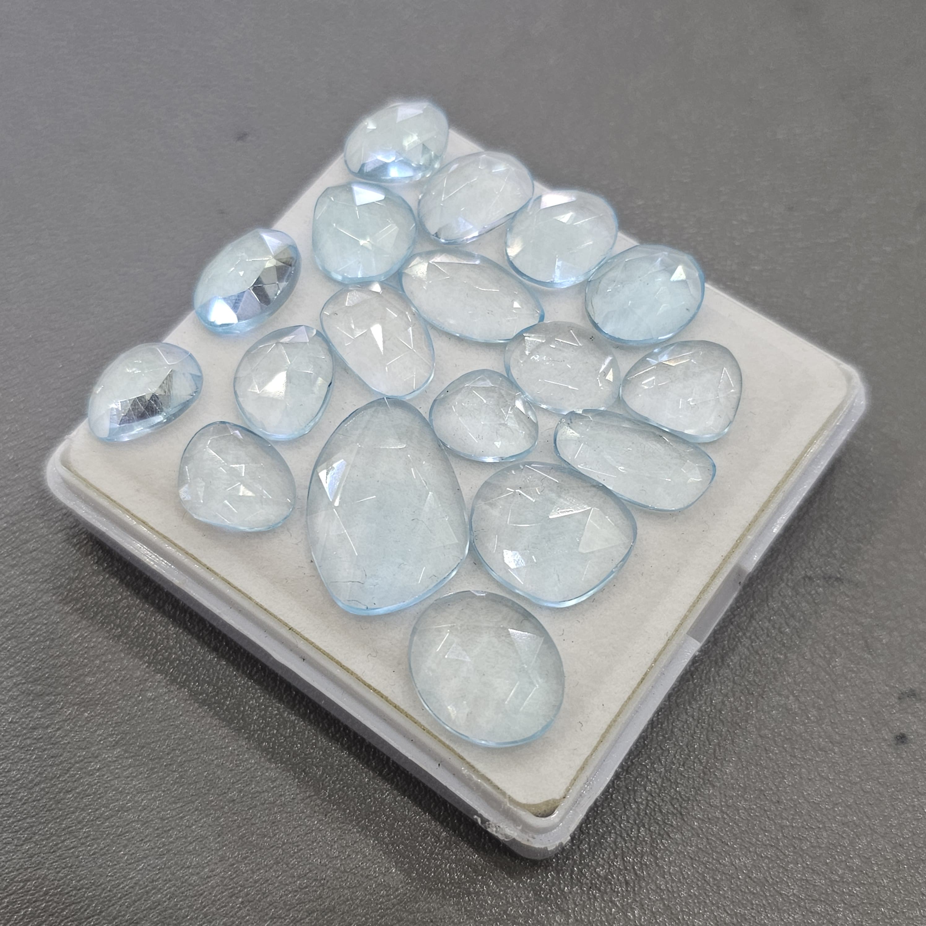 18 Pcs Of Mix Natural Blue Topaz Rosecut | Shape: fancy| Size: 11-26mm - The LabradoriteKing
